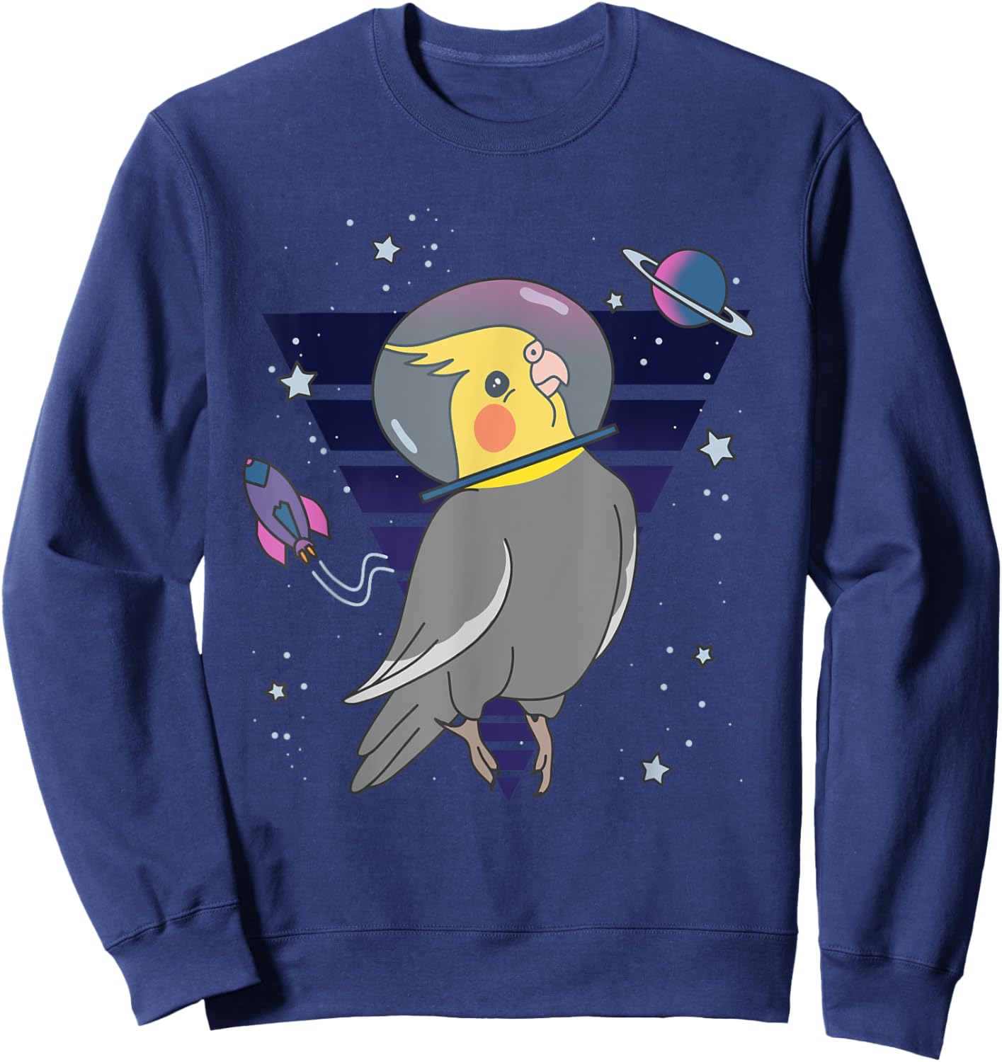 Funny Parrot Pet Bird Planets Space Birb Astronaut Cockatiel Sweatshirt - Sweatshirt | Navy