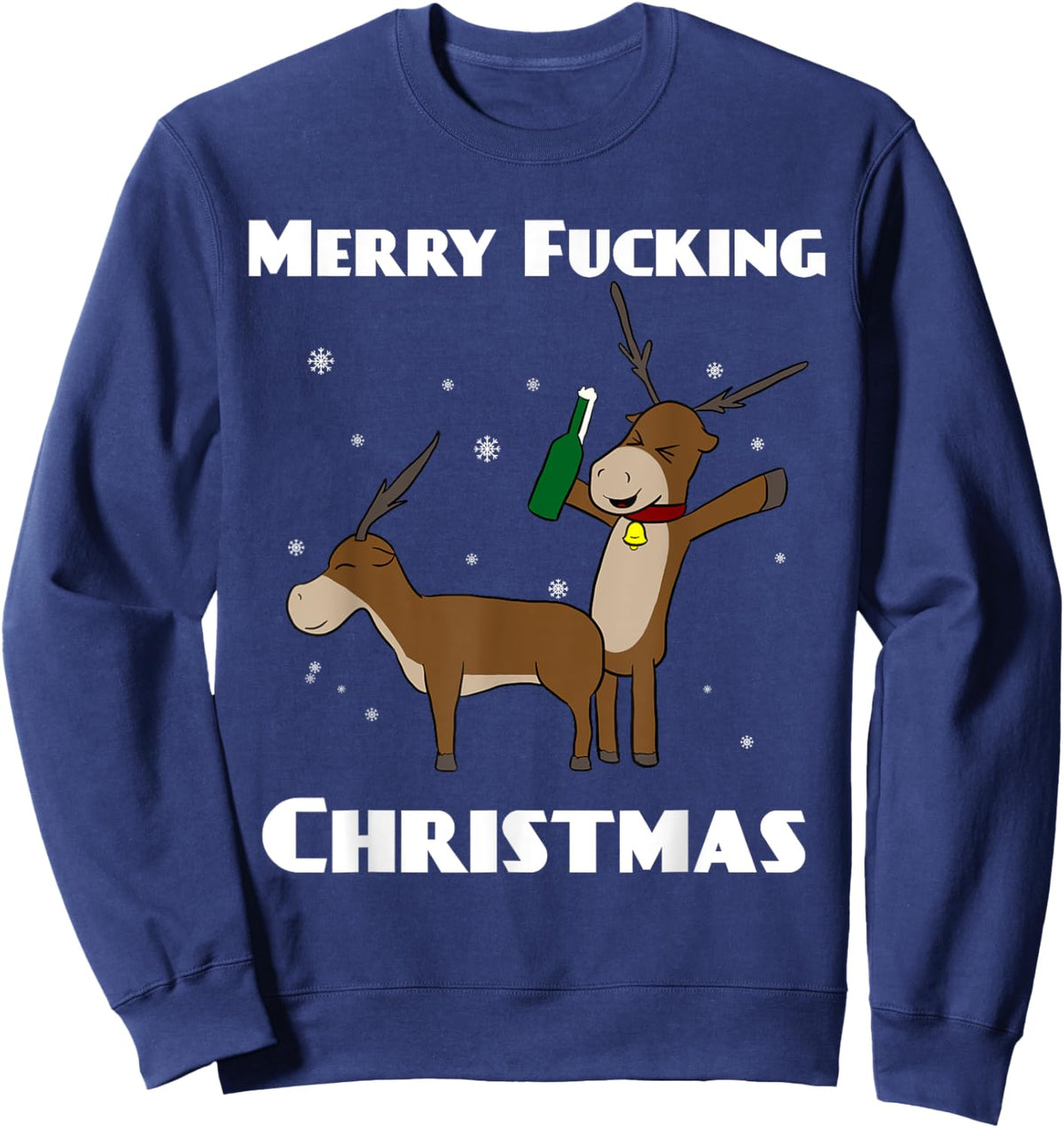 Merry Fucking Christmas Reindeer Sweatshirt - Sweatshirt | Navy
