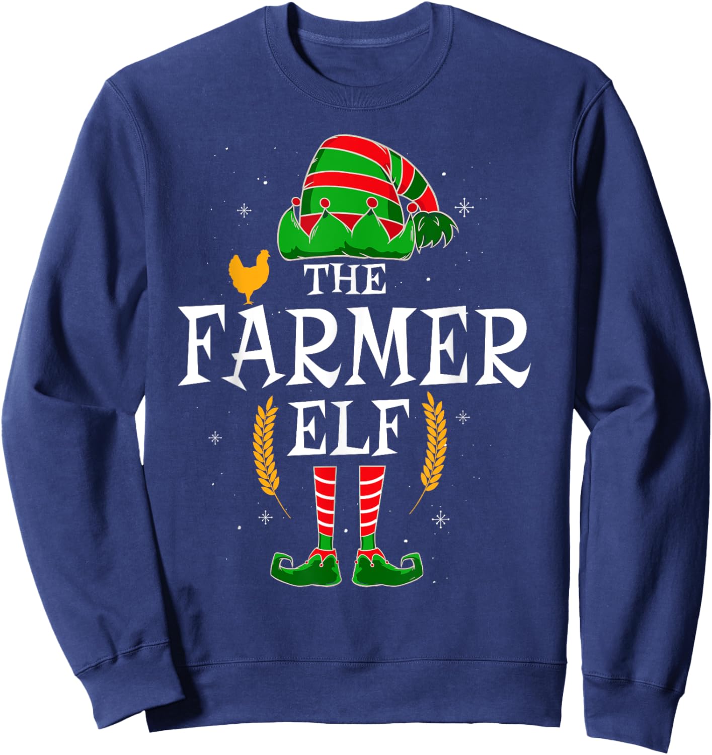 The Farmer Elf Group Matching Family Christmas Farm Funny Sweatshirt - Sweatshirt | Navy