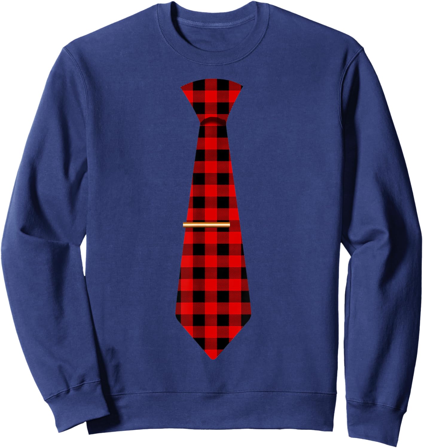 Red Buffalo Plaid Neck Tie Matching Christmas Costume 2021 Sweatshirt - Sweatshirt | Navy