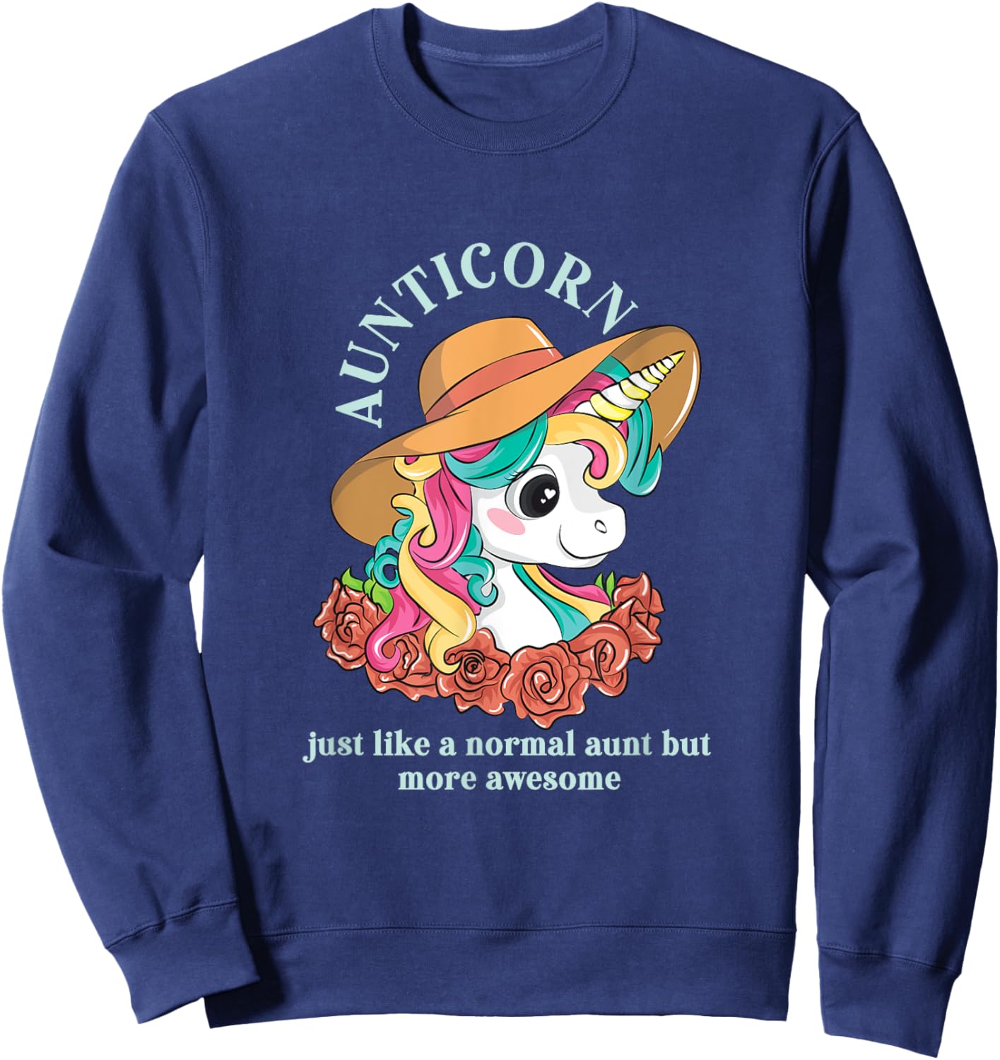 Aunticorn Aunt Unicorn Auntie Niece Nephew Sister Mom Uncle Sweatshirt - Sweatshirt | Navy