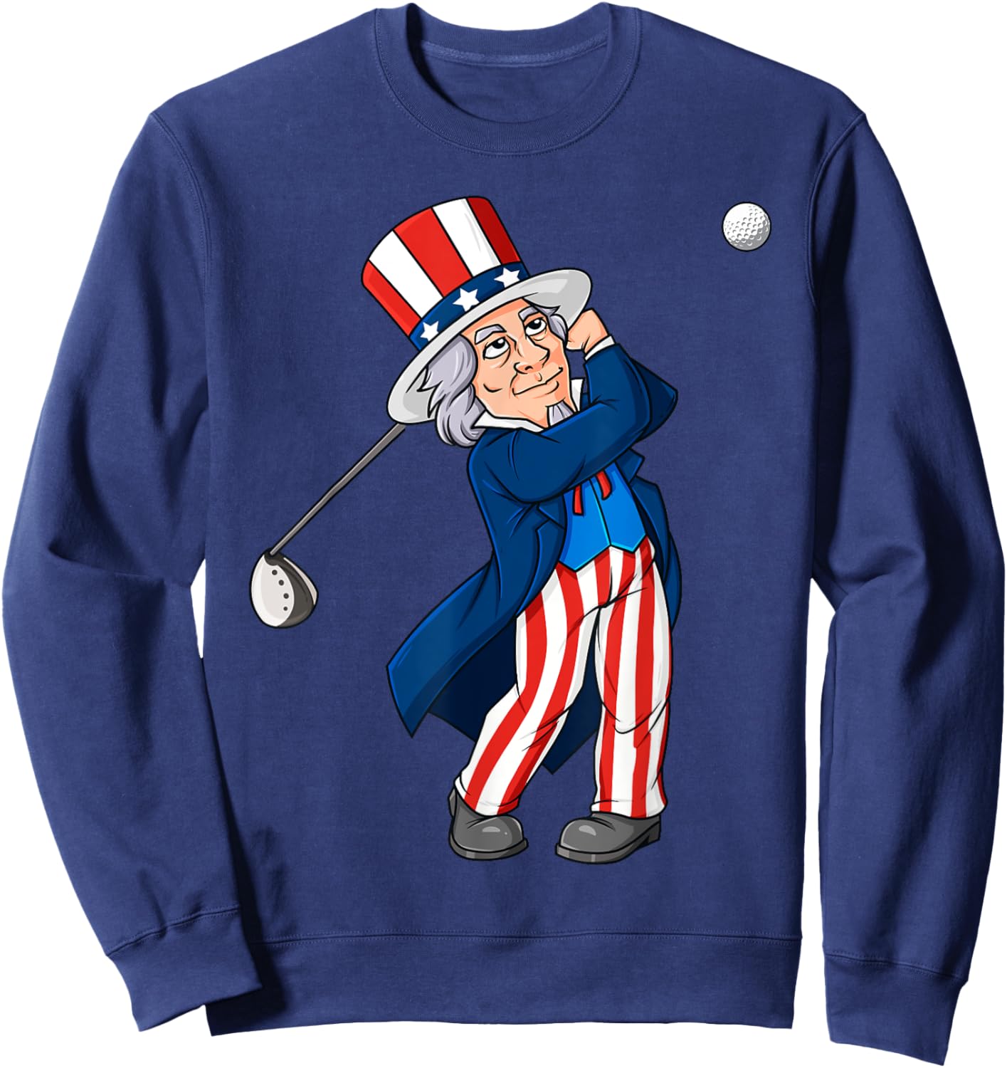 Uncle Sam Golfing 4th Of July Patriotic Boys Kids Teens Golf Sweatshirt - Sweatshirt | Navy