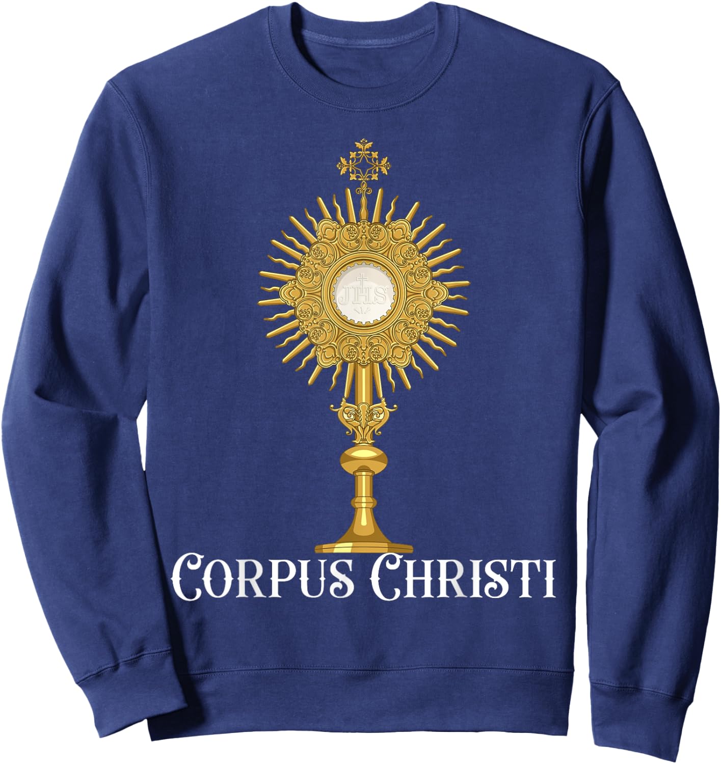 Eucharistic Adoration Traditional Latin Mass Catholic Sweatshirt - Sweatshirt | Navy