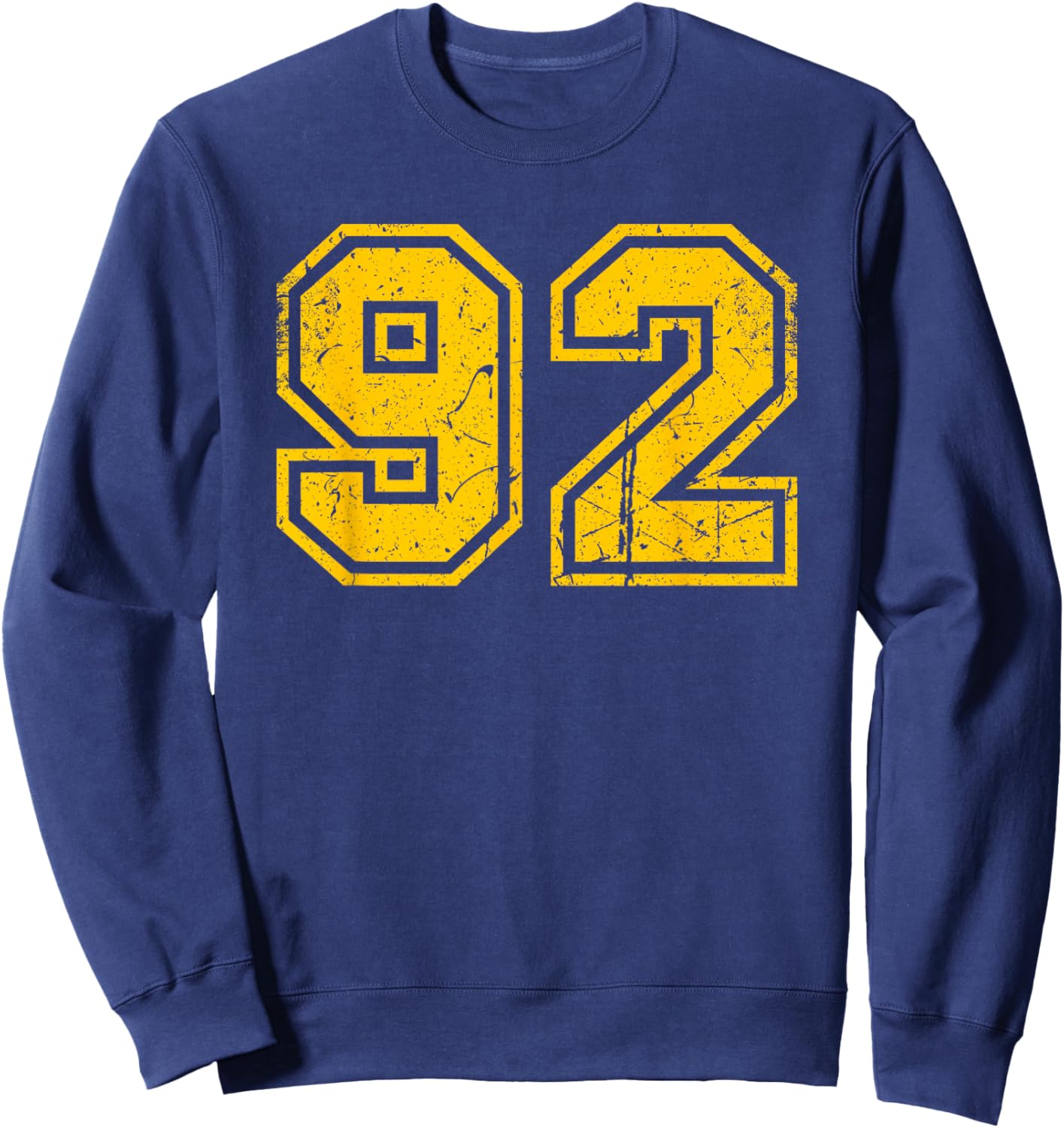 Vintage Yellow Sports Team Number 92 Sweatshirt - Sweatshirt | Navy