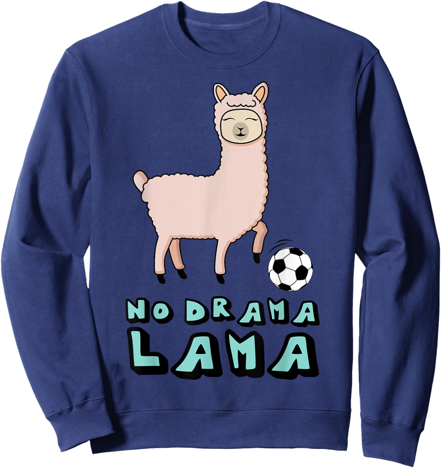 Cool Llama With Soccer Ball No Drama Lama Soccer Player Boys Sweatshirt - Sweatshirt | Navy