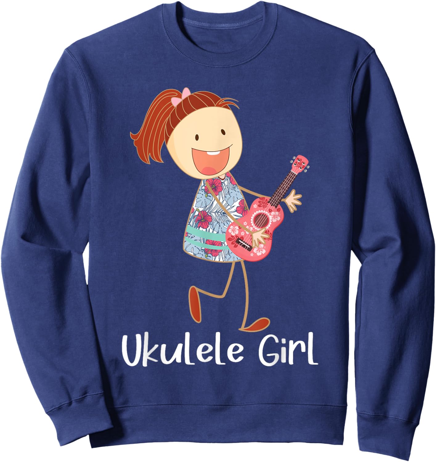 Ukulele Girl - Ukulelist Guitarist Music Lover Sweatshirt - Sweatshirt | Navy