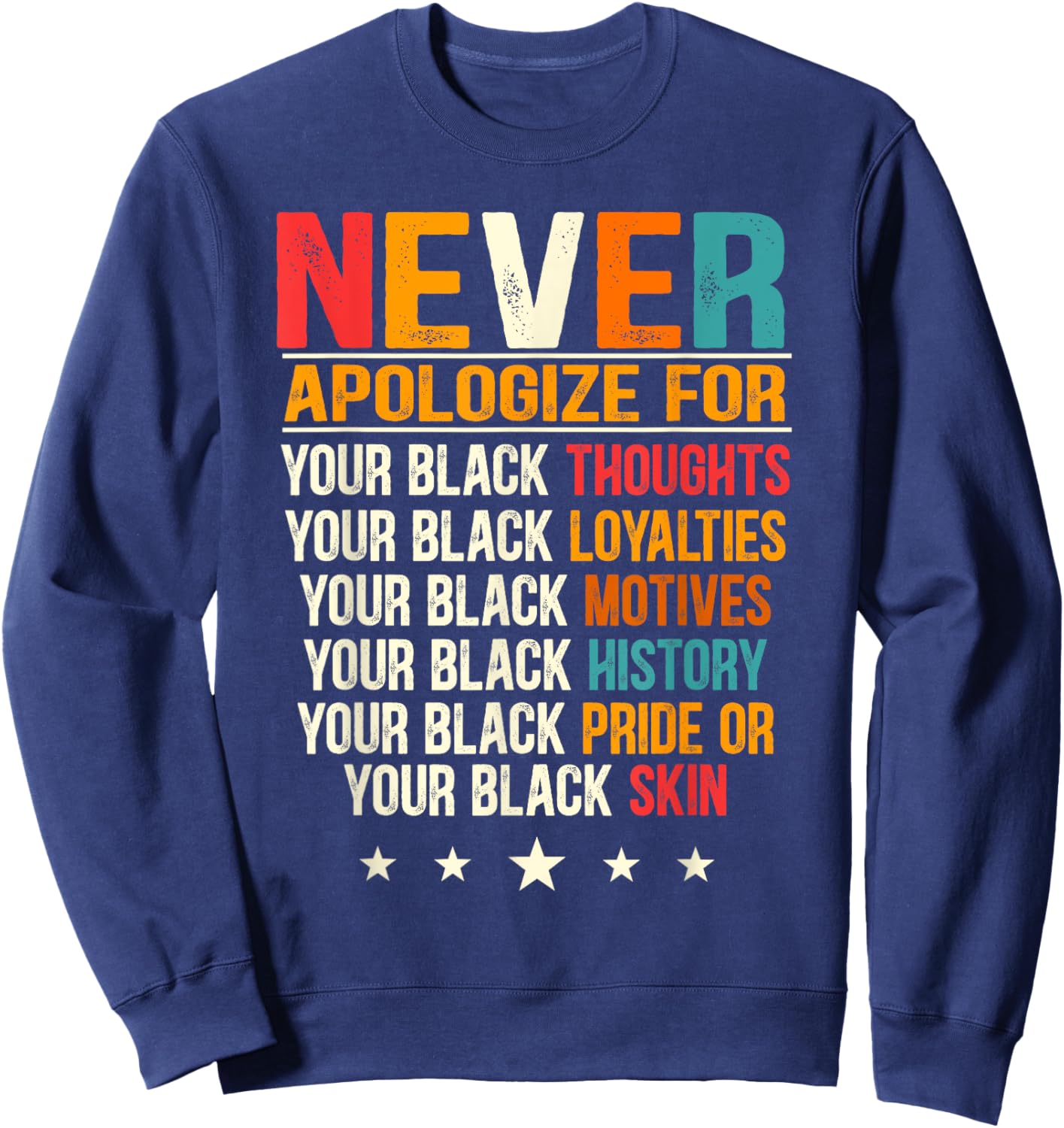 Juneteenth Black Pride Never Apologize Black History Month Sweatshirt - Sweatshirt | Navy