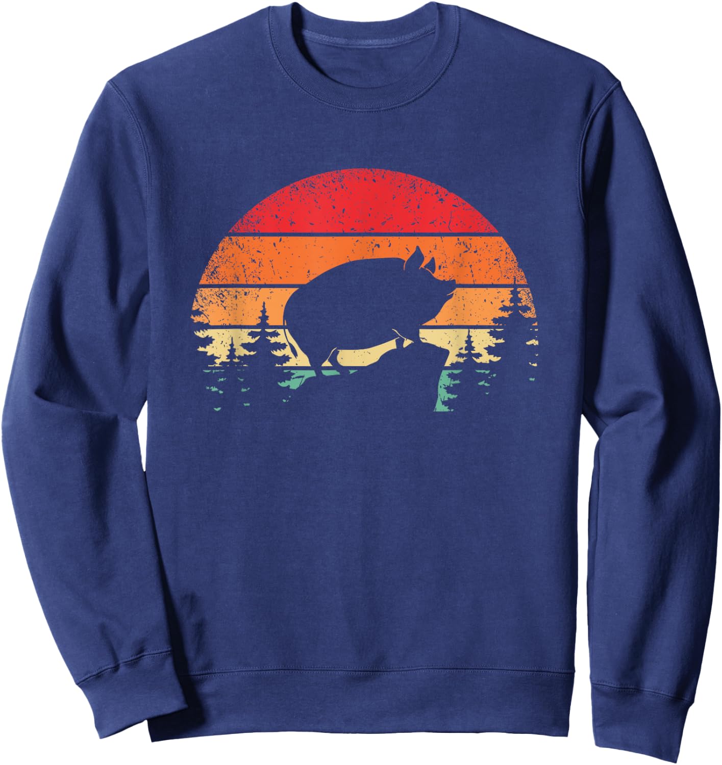 Retro pig pot belly pig Sweatshirt - Sweatshirt | Navy