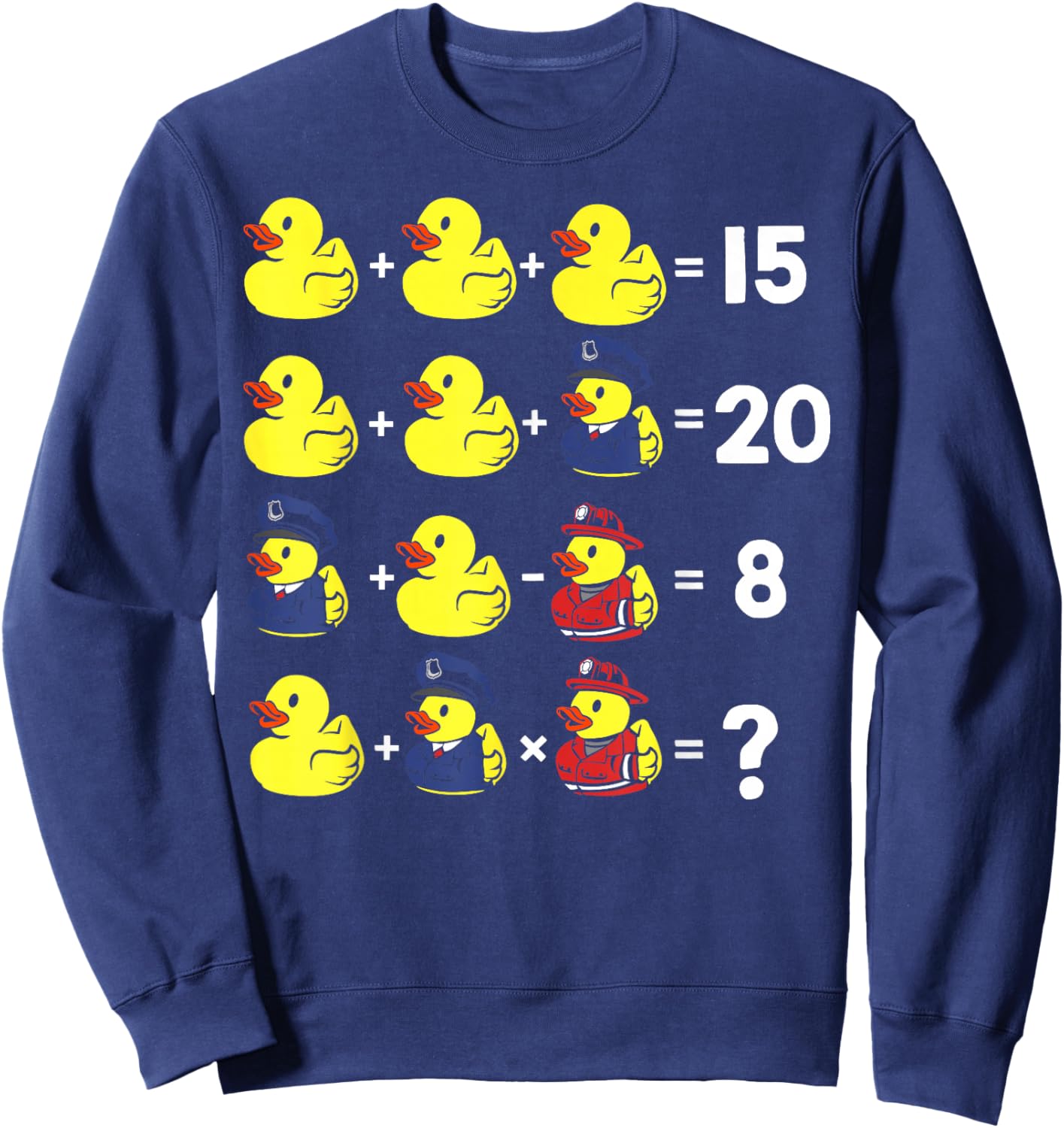 Math Teacher Humor Rubber Duck Graphic Order Of Operations Women Girls Kids Sweatshirt - Sweatshirt | Navy