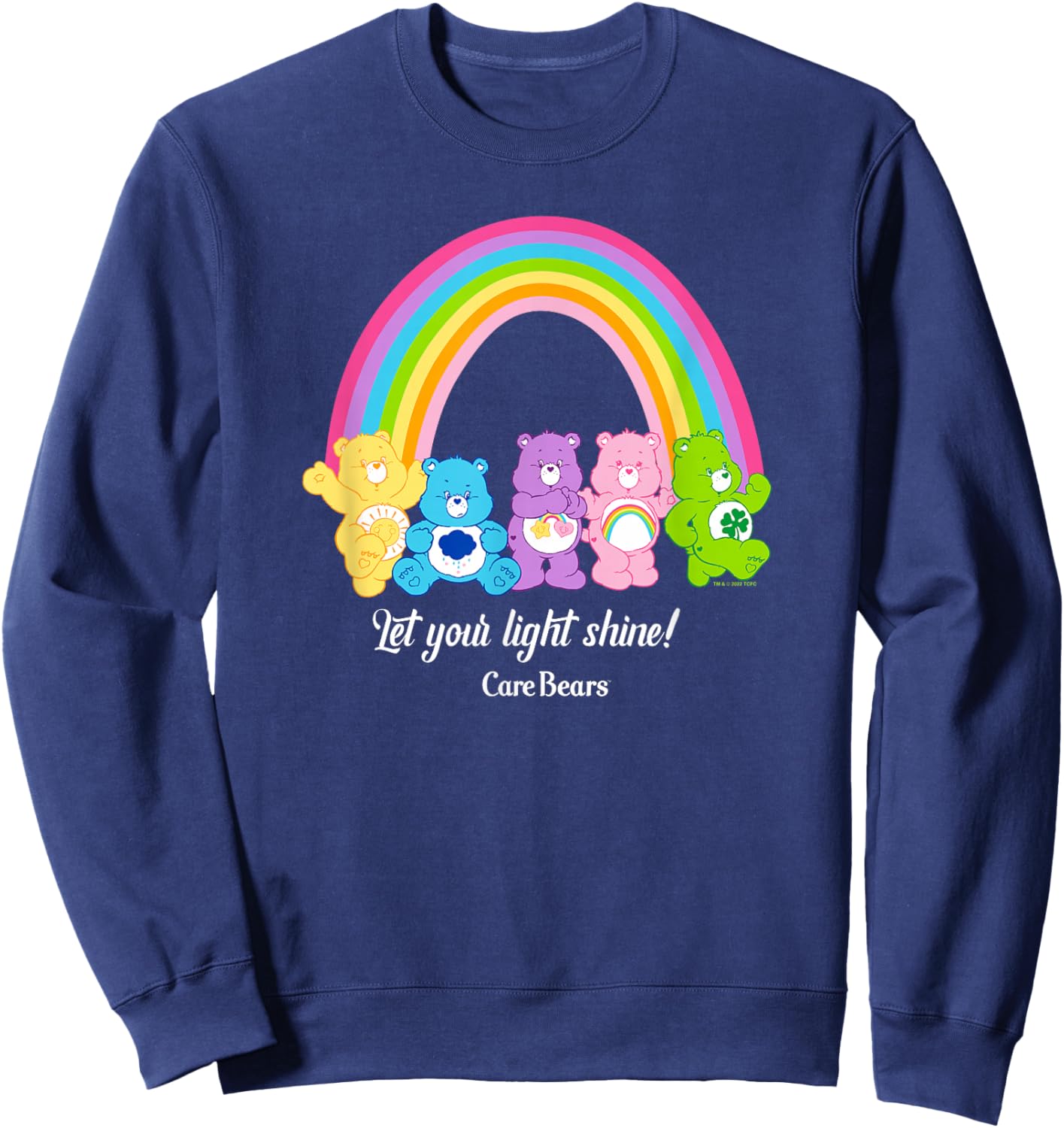 Care Bears Let Your Light Shine Vintage Rainbow Group Poster Sweatshirt - Sweatshirt | Navy