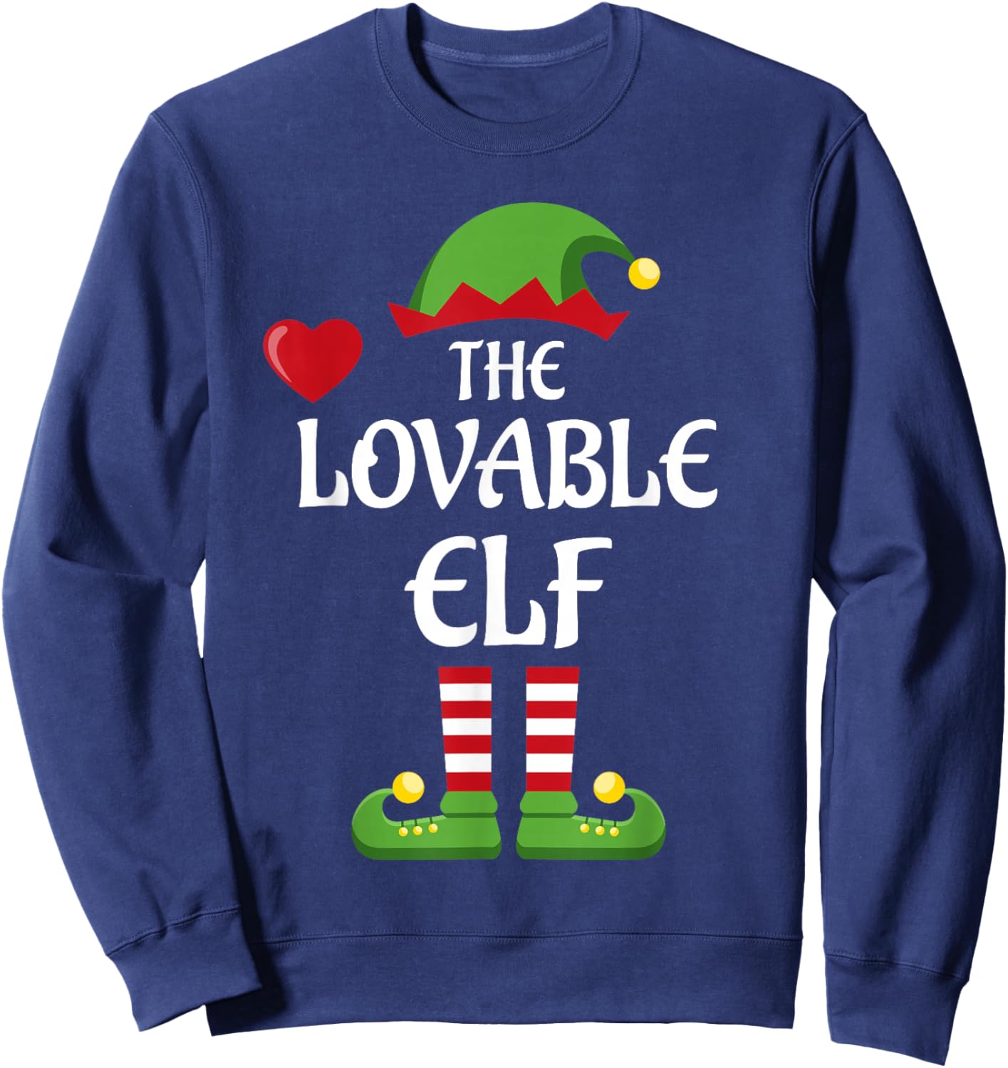 Lovable Elf Family Matching Group Christmas Love Sweatshirt - Sweatshirt | Navy