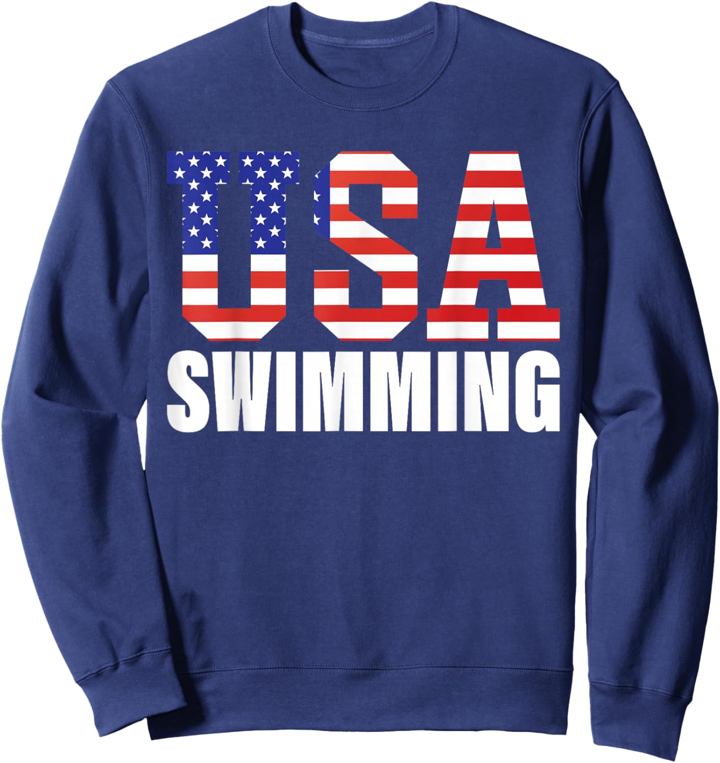 Swimming - USA America Flag & Swimmer - Swimming Sweatshirt - Sweatshirt | Navy