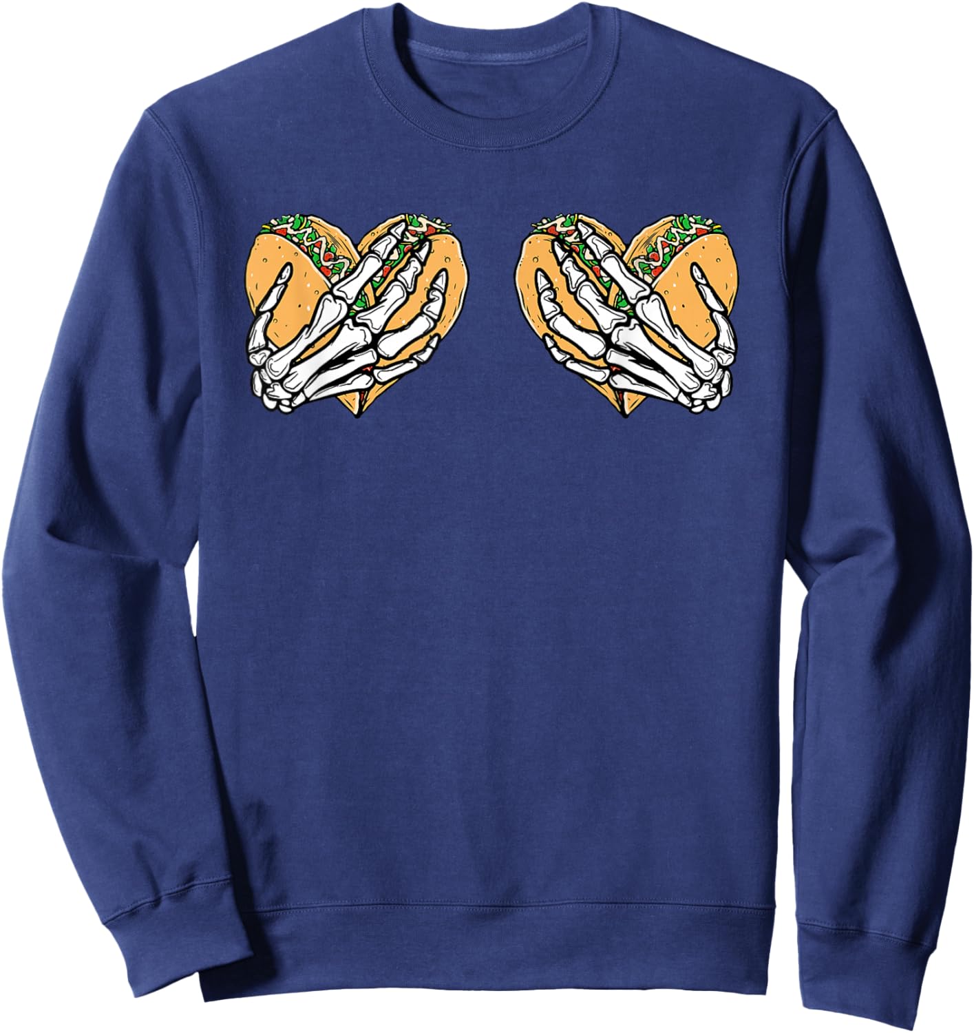 Funny Cinco De Mayo Taco Boobs Skull hands Sweatshirt - Sweatshirt | Navy