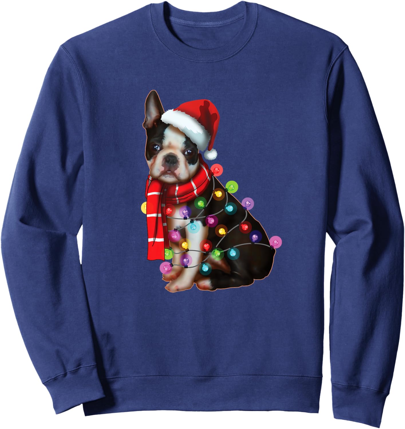 Christmas Santa Dog, Boston Terrier, Dog Lovers, Xmas Sweatshirt - Sweatshirt | Navy