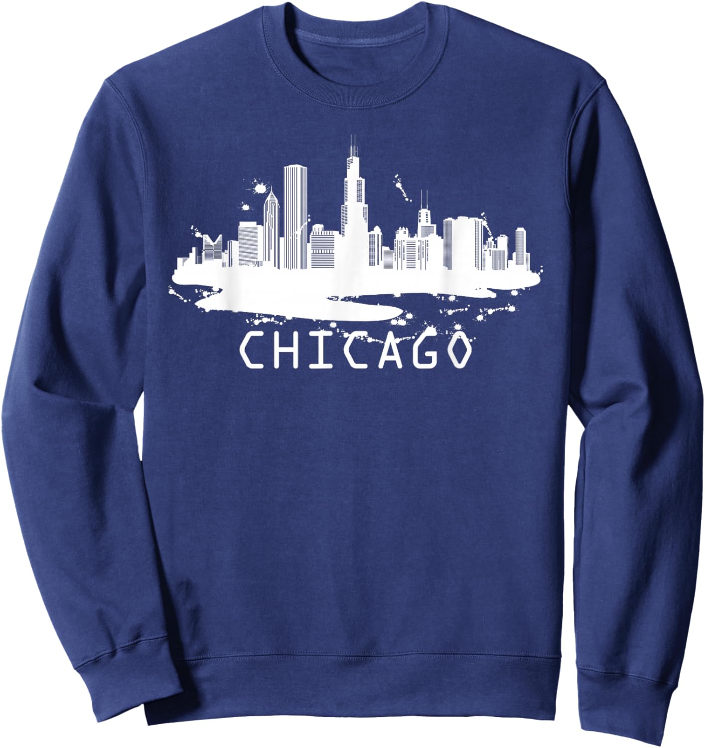Chicago Cityscape - Chicago Illinois Skyline Sweatshirt - Sweatshirt | Navy