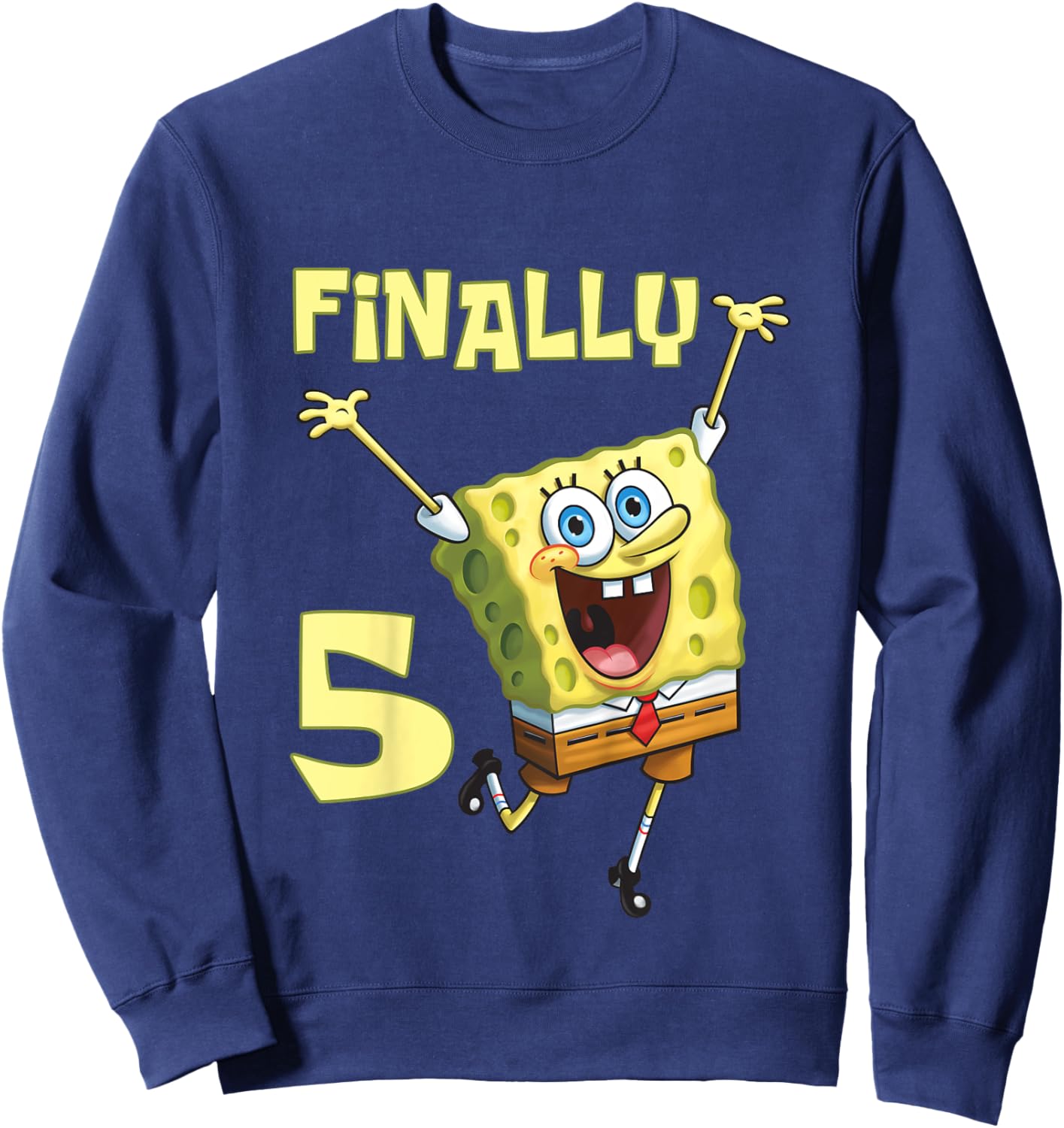 Mademark x SpongeBob SquarePants - Kids Original SpongeBob Square Pants - 5th Birthday. Finally 5. Sweatshirt - Sweatshirt | Navy