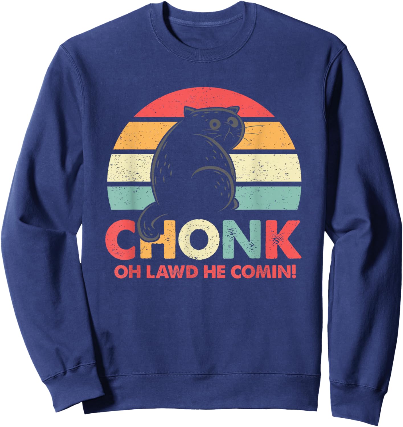 Funny Meme Chonky Cat Scale Retro Style Sweatshirt - Sweatshirt | Navy