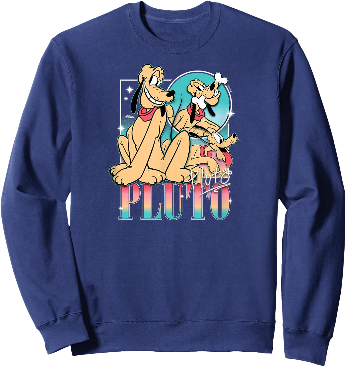 Pluto - Smiling Dog Character Sweatshirt - Sweatshirt | Navy