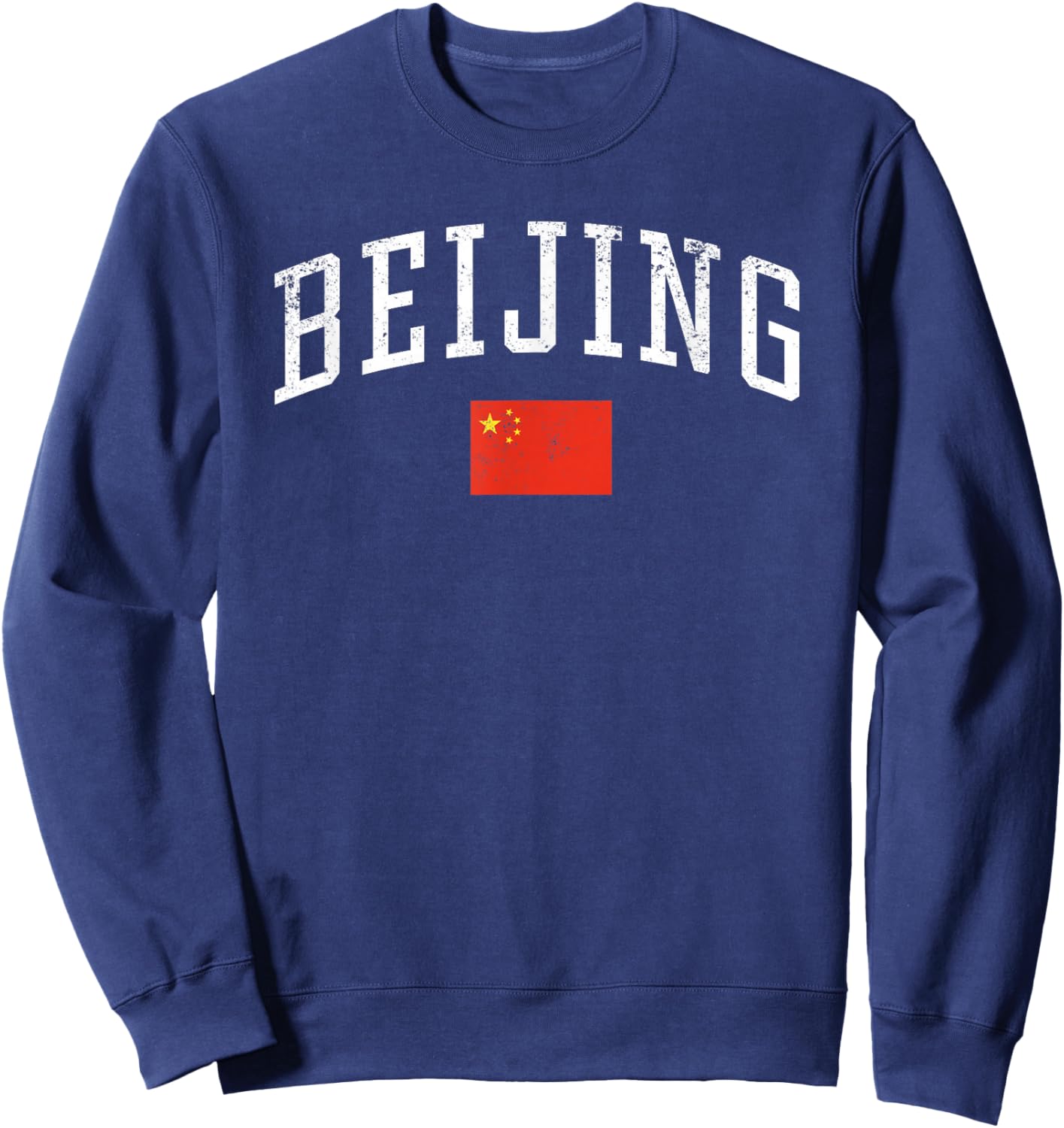 Vintage Beijing China Country Flag Souvenir Vacation Sweatshirt - Sweatshirt | Navy