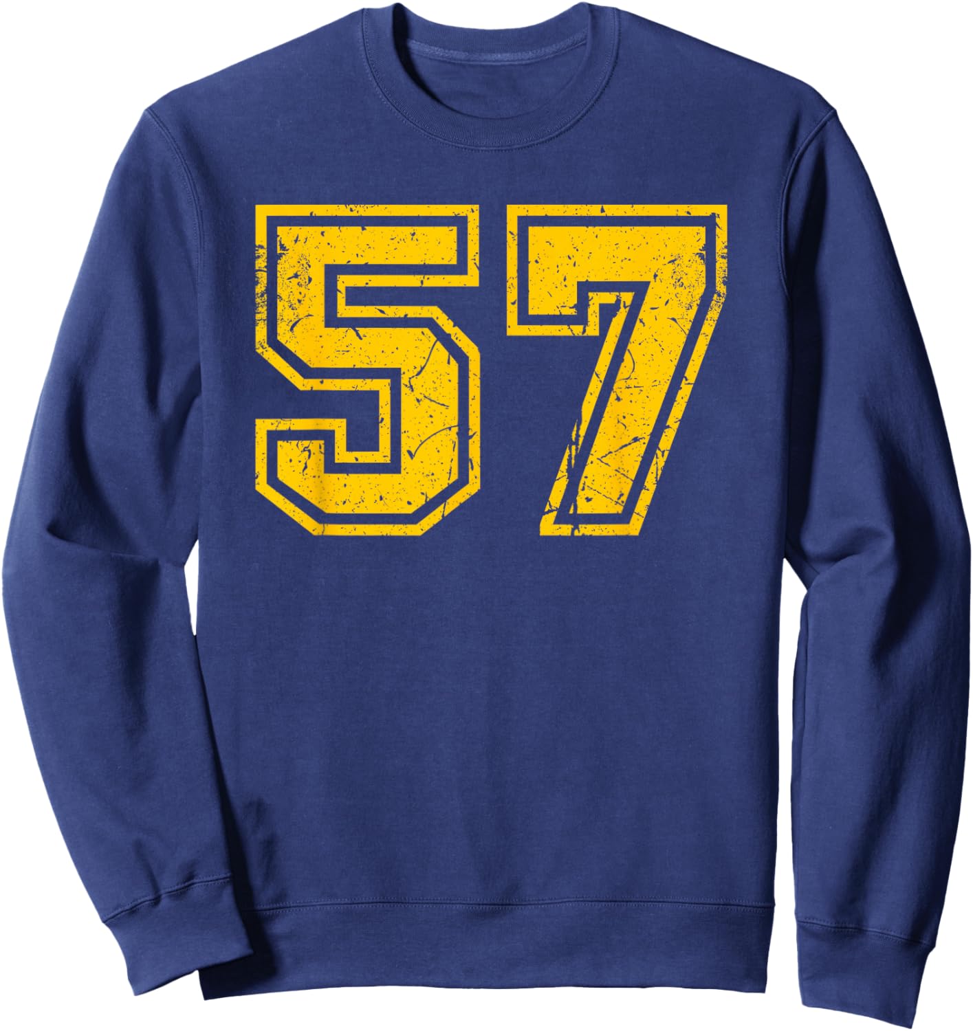 Number #57 Sport Yellow Vintage Number Sweatshirt - Sweatshirt | Navy