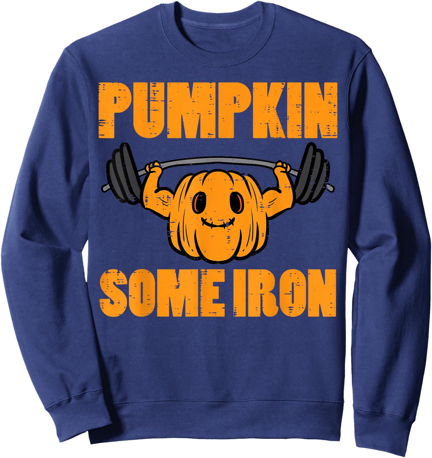 Halloween Gym Pumpkin Some Iron Workout Costume Men Women Sweatshirt - Sweatshirt | Navy
