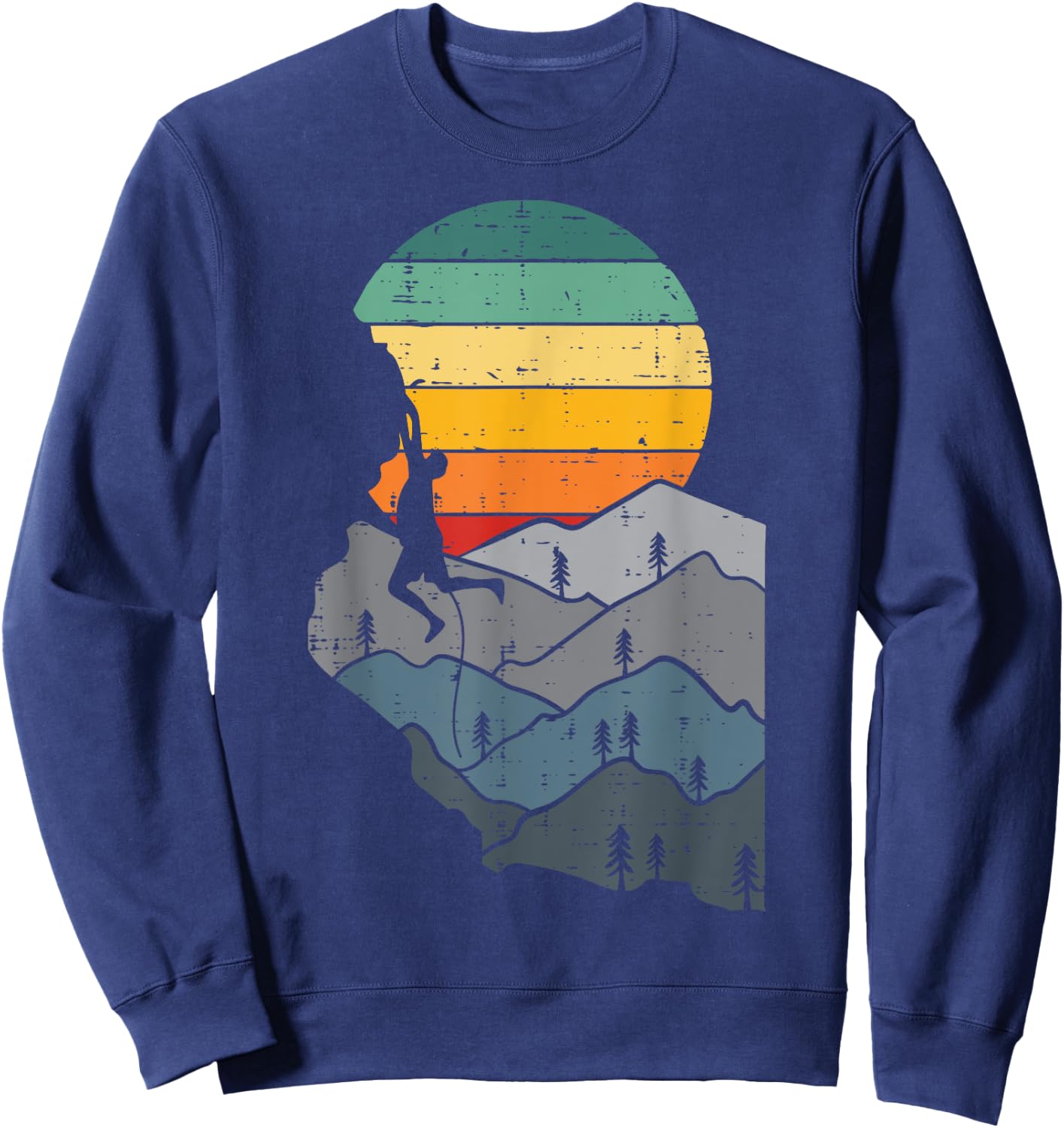 Mountain Climbing Retro Climber Mountaineer Men Women Kids Sweatshirt - Sweatshirt | Navy
