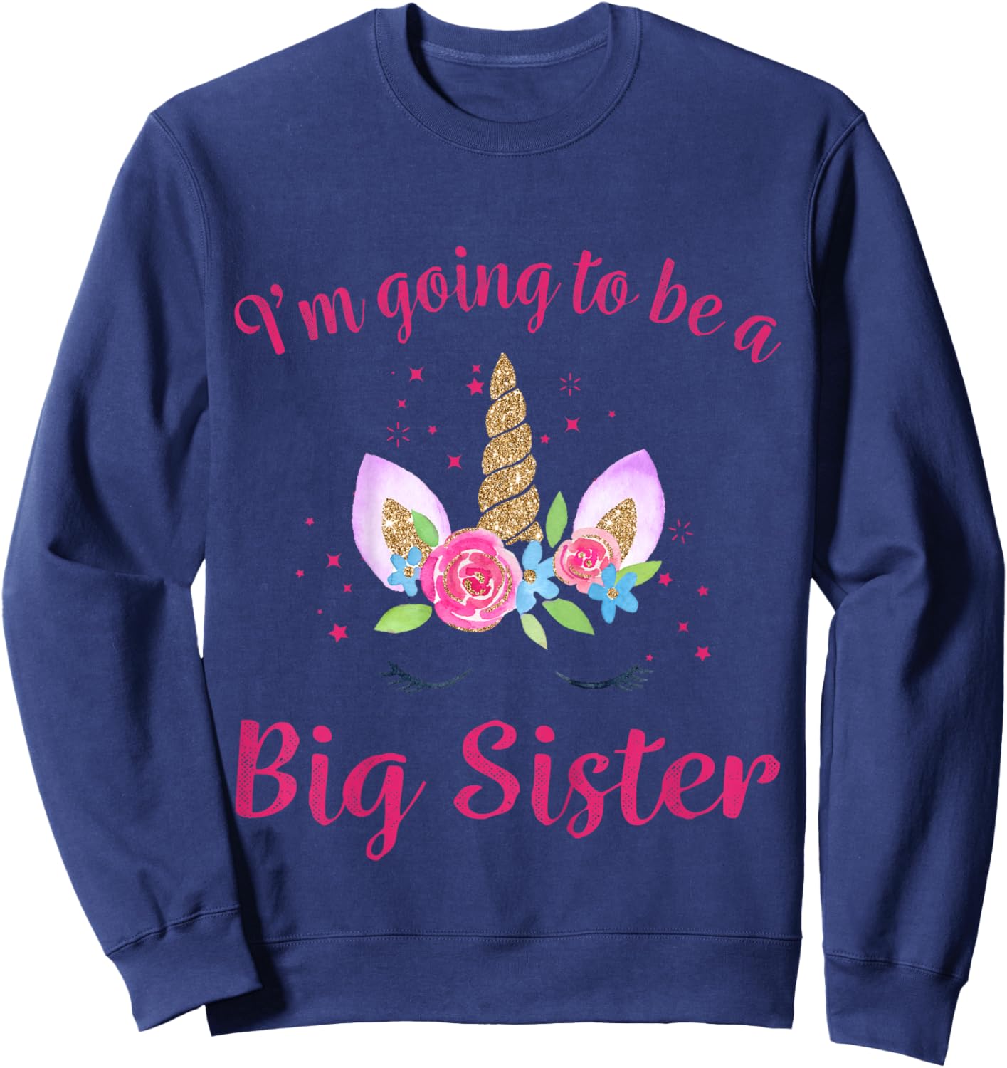 Kids Big Sister Unicorn I'm Going to be a Big Sister Sweatshirt - Sweatshirt | Navy