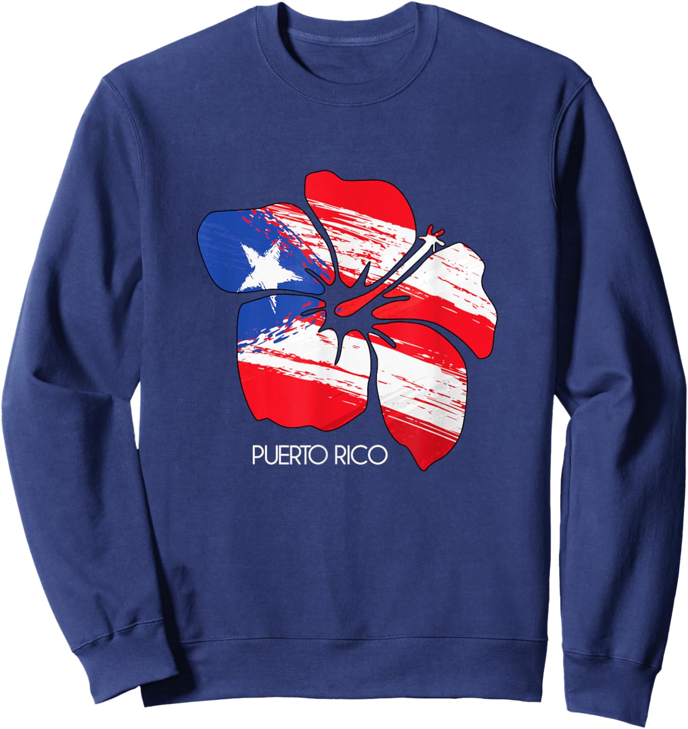 Puerto Rico Culture Roots Amapola Boricua Flag Sweatshirt - Sweatshirt | Navy