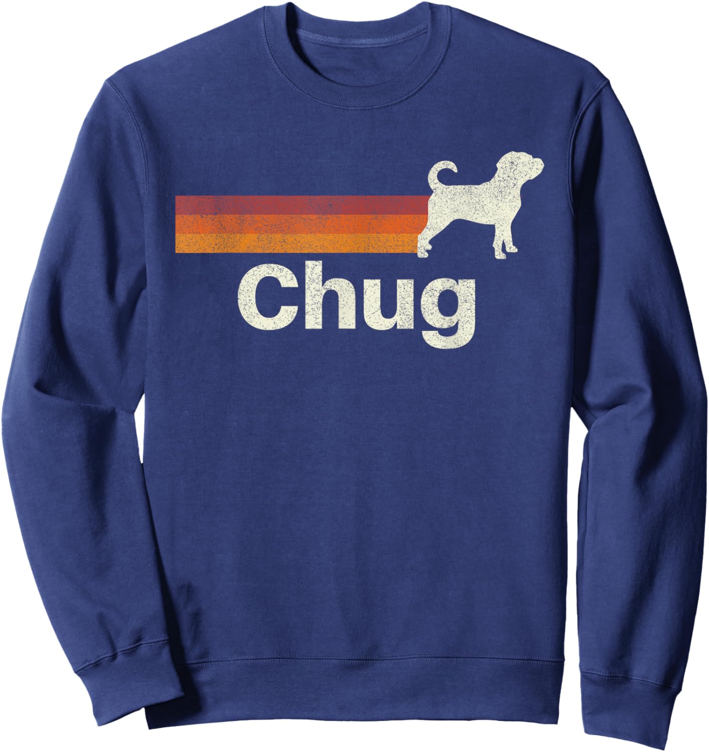 Vintage Chug Retro Mom Dad Dog Sweatshirt - Sweatshirt | Navy