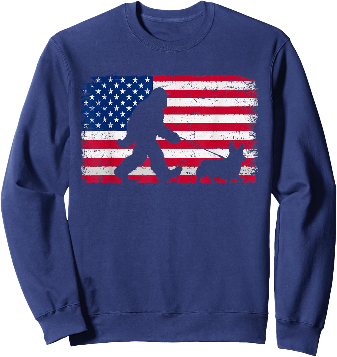 Retro Corgi 4th of July US American Flag Patriotic Sweatshirt - Sweatshirt | Navy
