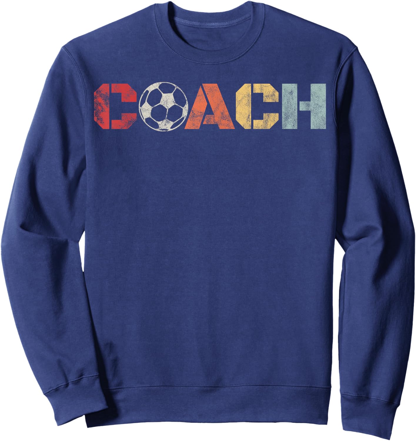 Soccer Coach Retro Vintage Instructional Soccer Ball Staff Sweatshirt - Sweatshirt | Navy
