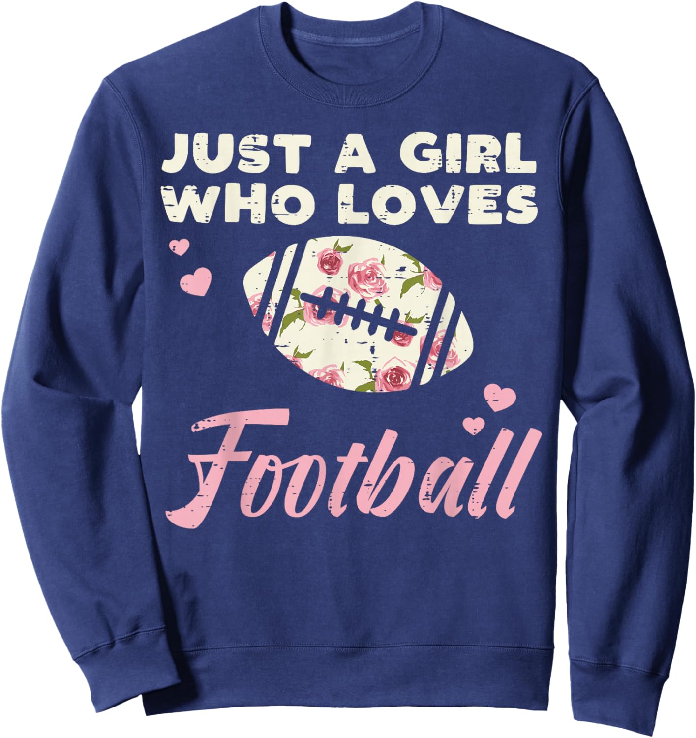 Just A Girl Who Loves American Football Flowers Girls Women Sweatshirt - Sweatshirt | Navy