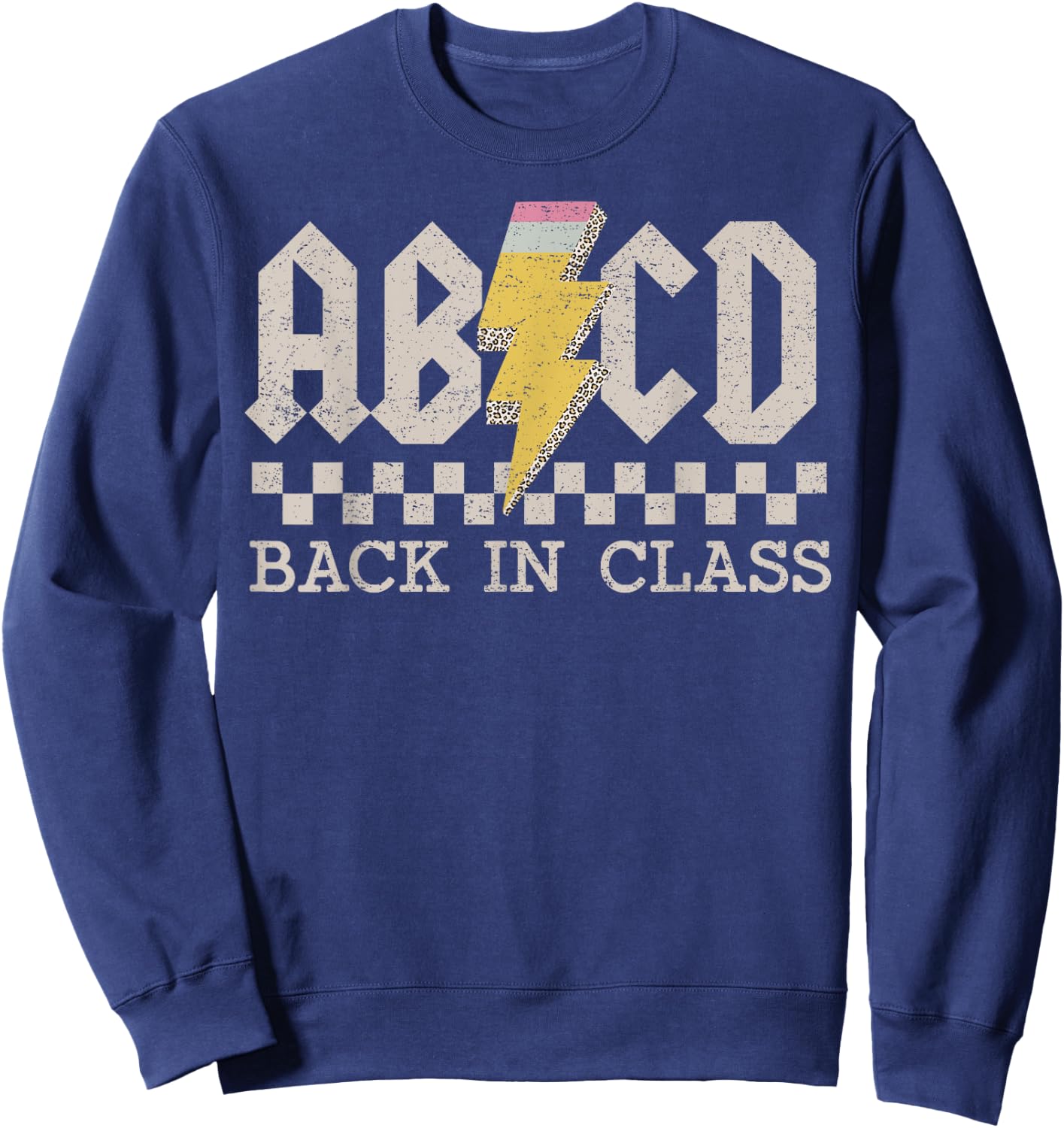 Retro Teacher Tour ABCD Back to School Back in Class Rock Men Women Girls Kids Sweatshirt - Sweatshirt | Navy