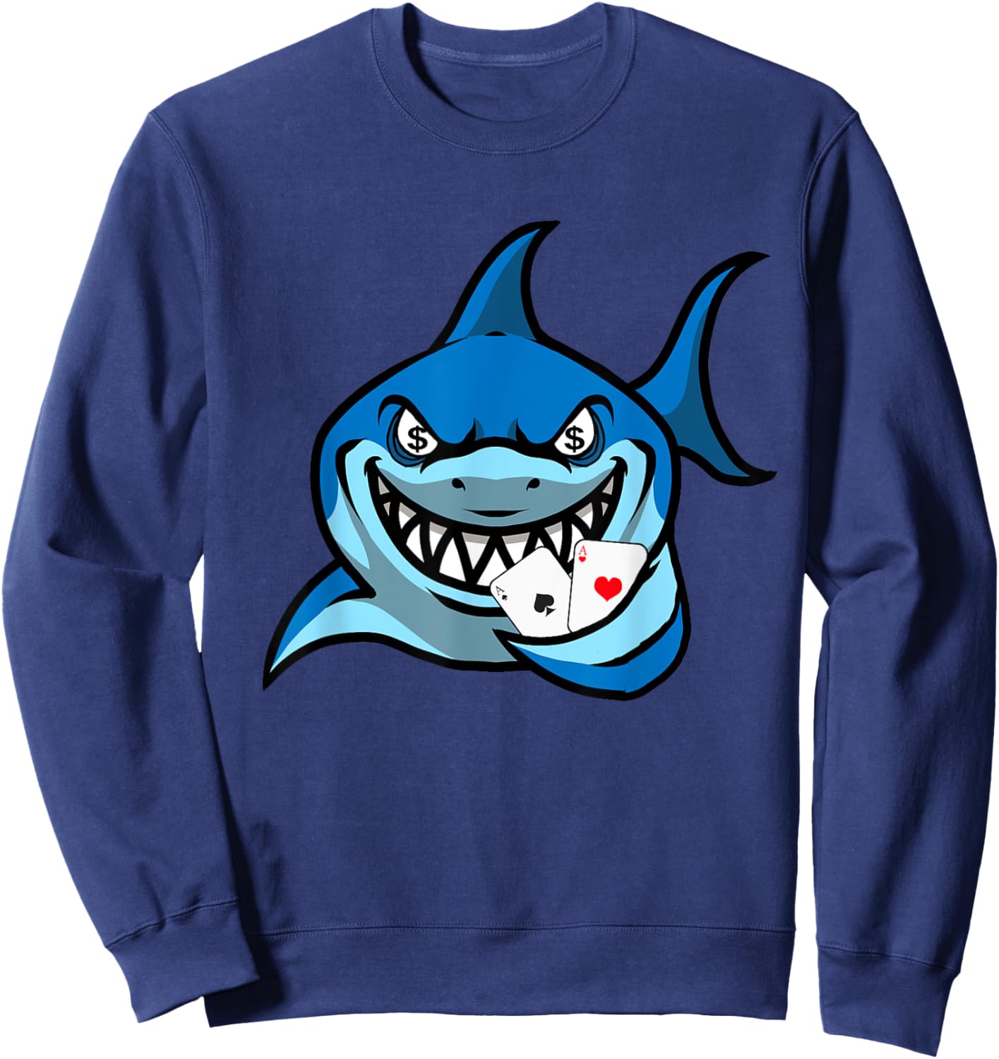 Poker Ace Of Spades Hearts Shark - Texas Hold'Em Poker Sweatshirt - Sweatshirt | Navy