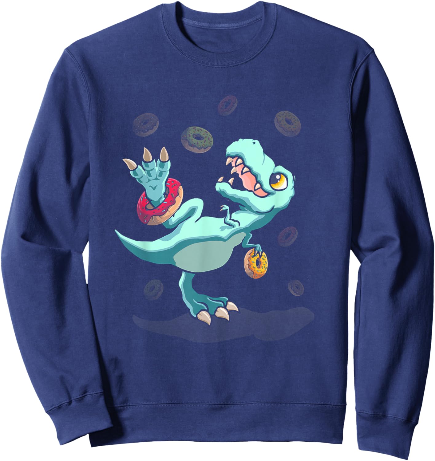 Dinosaur Donut Dino Doughnut Birthday Kids T-rex Sweatshirt - Sweatshirt | Navy