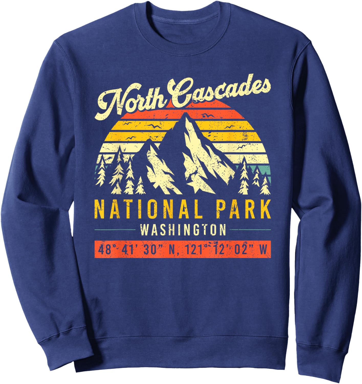 North Cascades Washington Vintage Retro National Park Sweatshirt - Sweatshirt | Navy