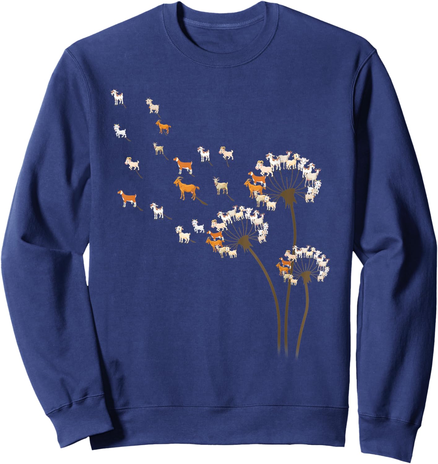 Animal Lover Gifts Goat Dandelion Flower Women Sweatshirt - Sweatshirt | Navy