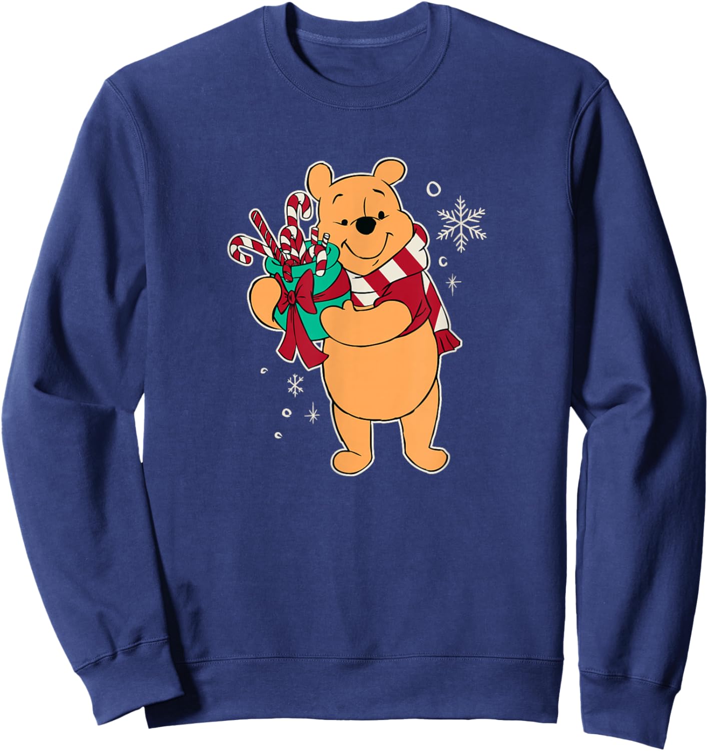 Disney - Holiday Pooh Bear loves Candy Canes Sweatshirt - Sweatshirt | Navy