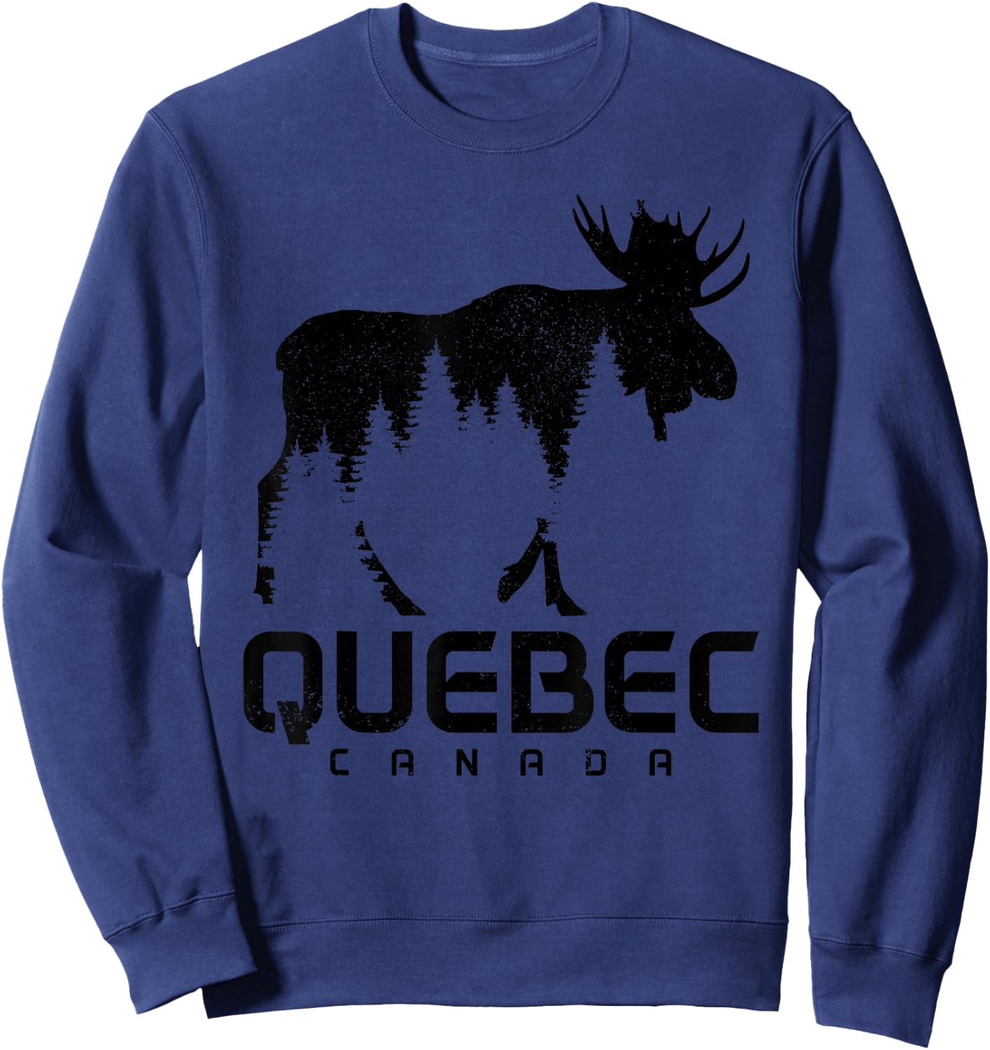 Quebec Canada Vintage Moose Souvenir Sweatshirt - Sweatshirt | Navy