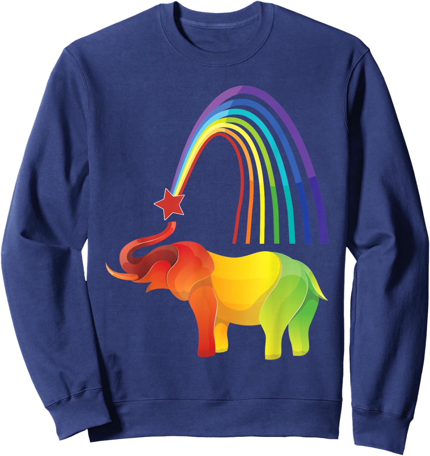 Elephant Rainbow Africa India Wilderness Safari Wild Animals Sweatshirt - Sweatshirt | Navy