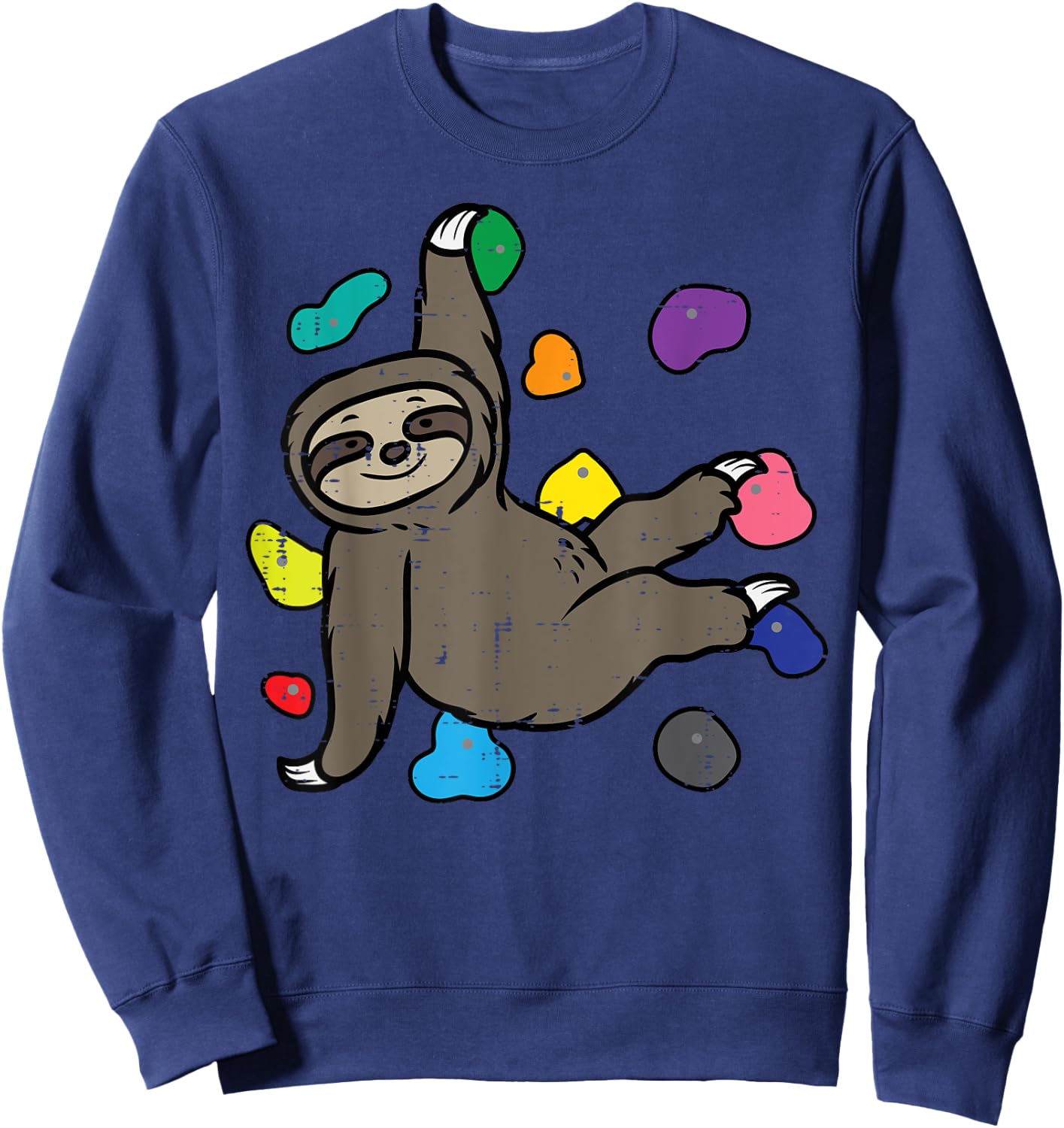 Rock Climbing Sloth Cute Climber Boys Girls Kids Women Men Sweatshirt - Sweatshirt | Navy