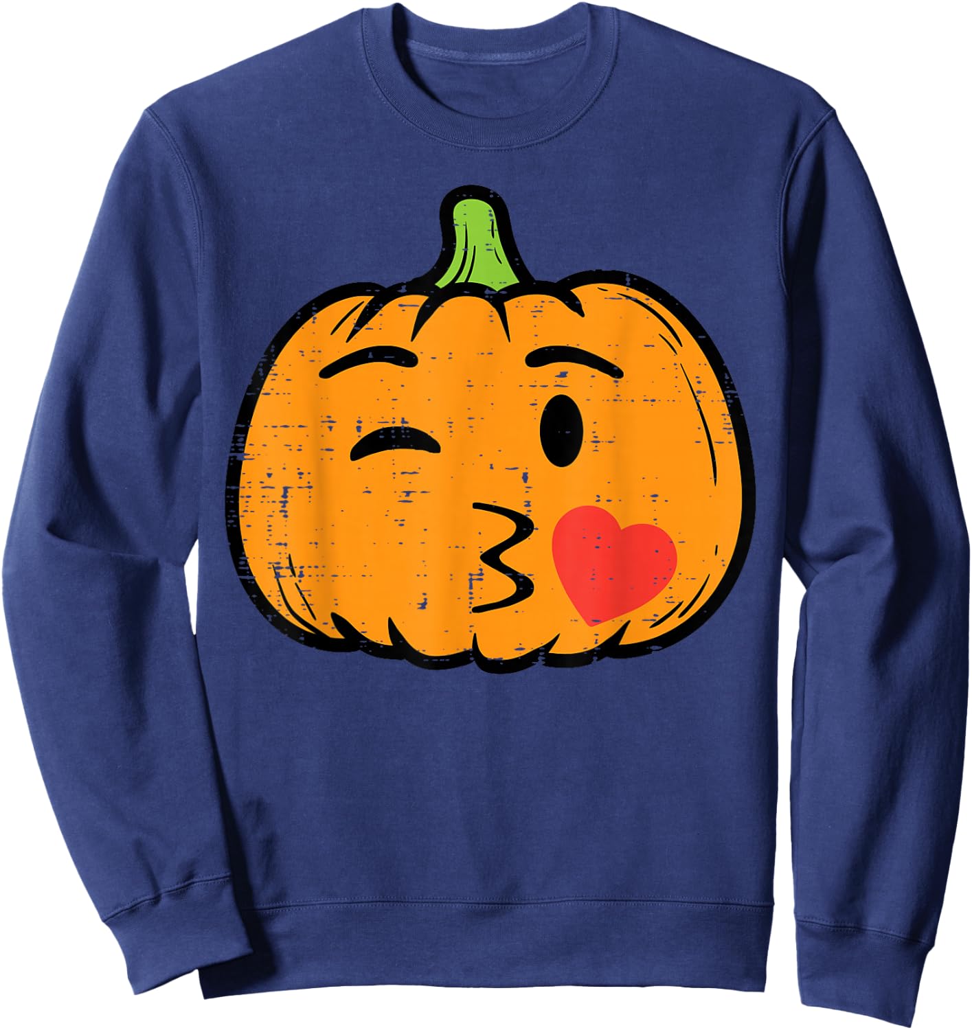 Halloween Pumpkin Face Kiss Cute Costume Girls Kid Women Men Sweatshirt - Sweatshirt | Navy