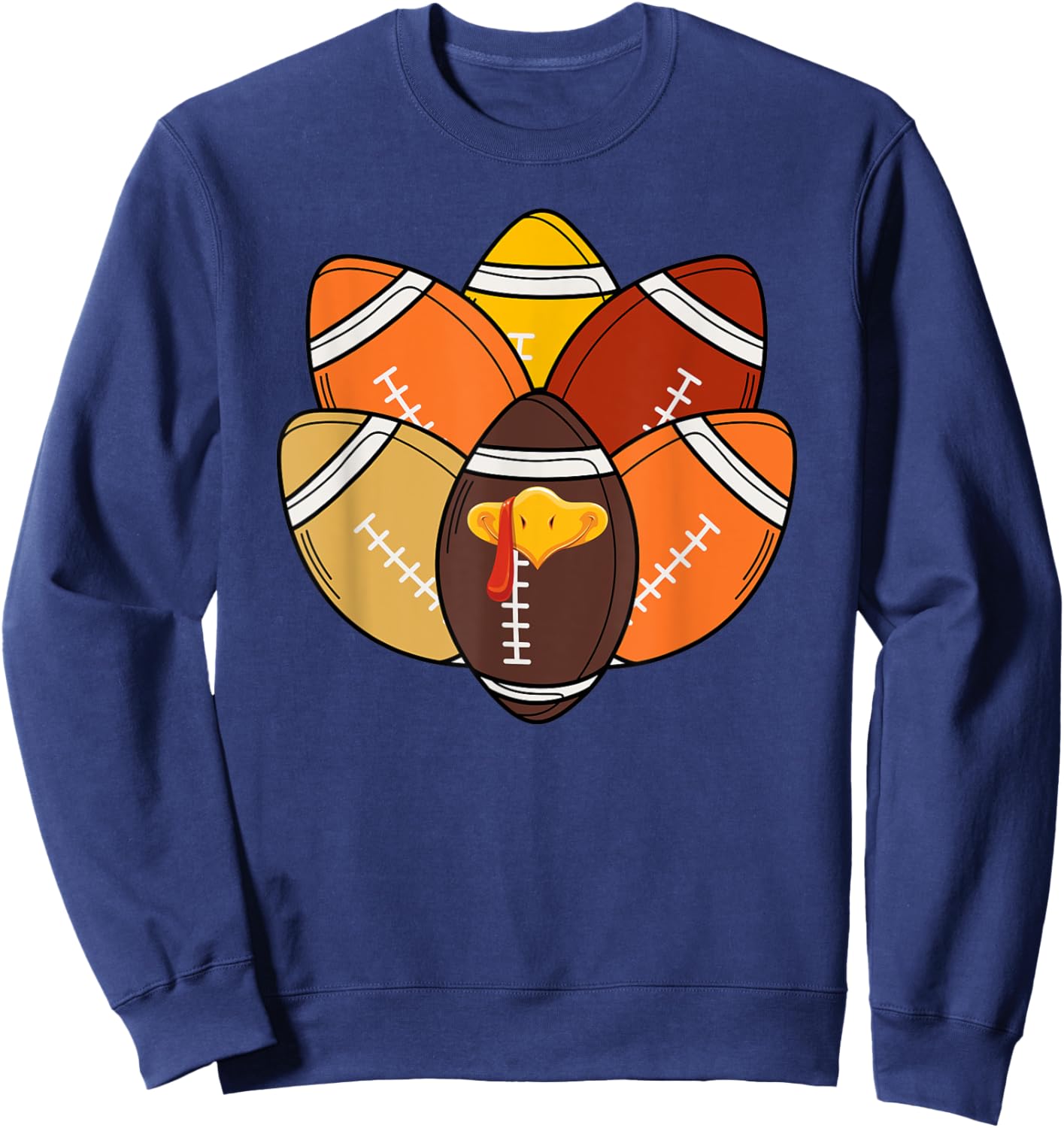 Football Player Turkey Funny Thanksgiving Day Sweatshirt - Sweatshirt | Navy