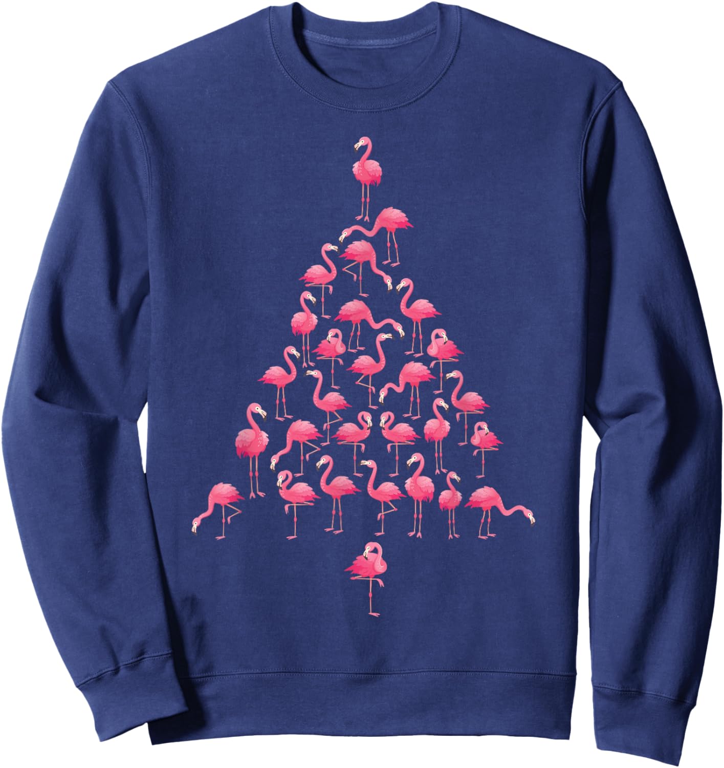 Funny Flamingo Christmas Tree Ornithologist Xmas Women Men Sweatshirt - Sweatshirt | Navy