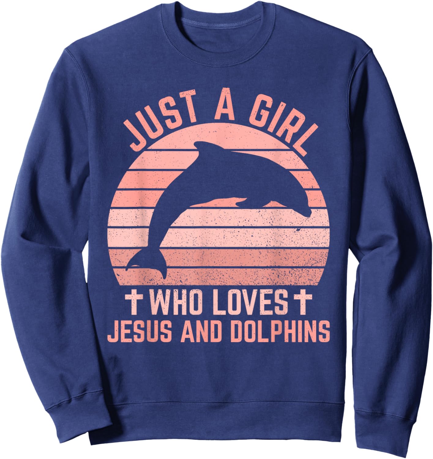 Jesus And Dolphins - Christian Girl And Women Sweatshirt - Sweatshirt | Navy
