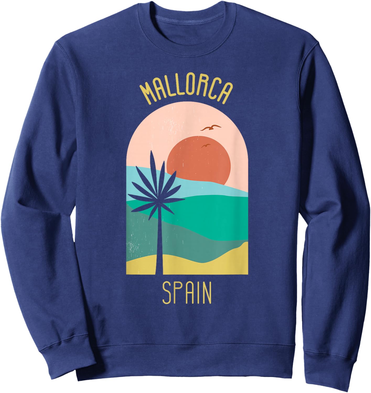 Mallorca Spain - Boho Vintage Vacation Souvenir Sweatshirt - Sweatshirt | Navy