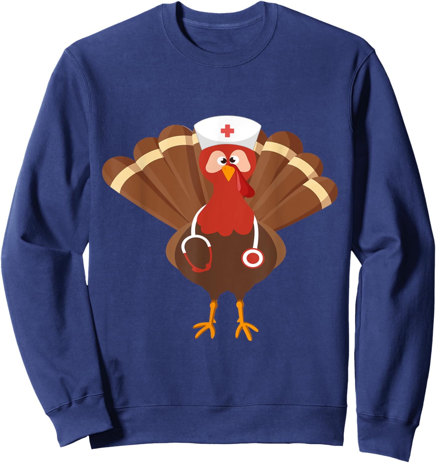 Thanksgiving Nurse, Funny Turkey Thanksgiving Nurse Sweatshirt - Sweatshirt | Navy