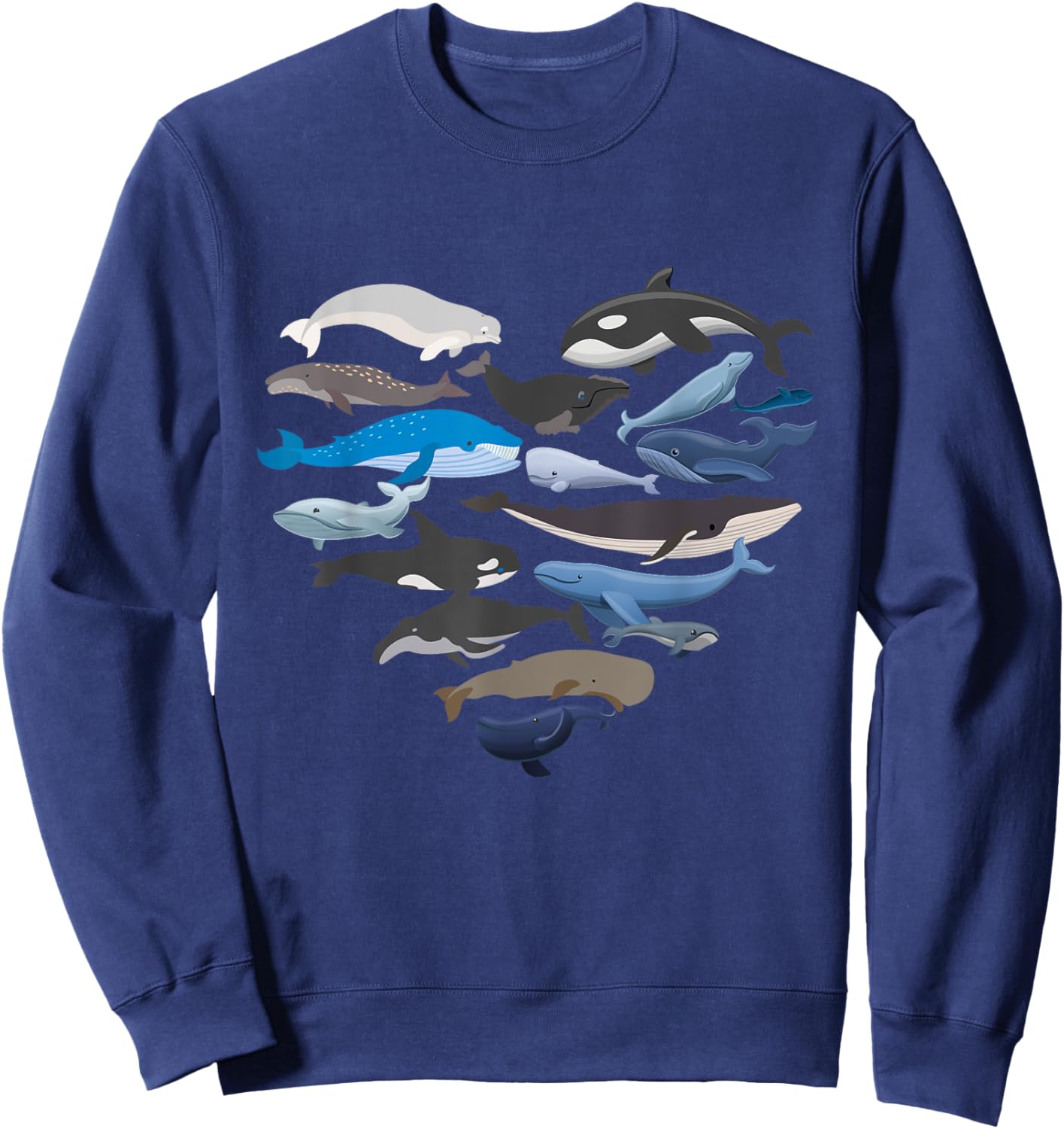 Whales Heart Shaped - Marine Biologist Whale Lover Wildlife Sweatshirt - Sweatshirt | Navy