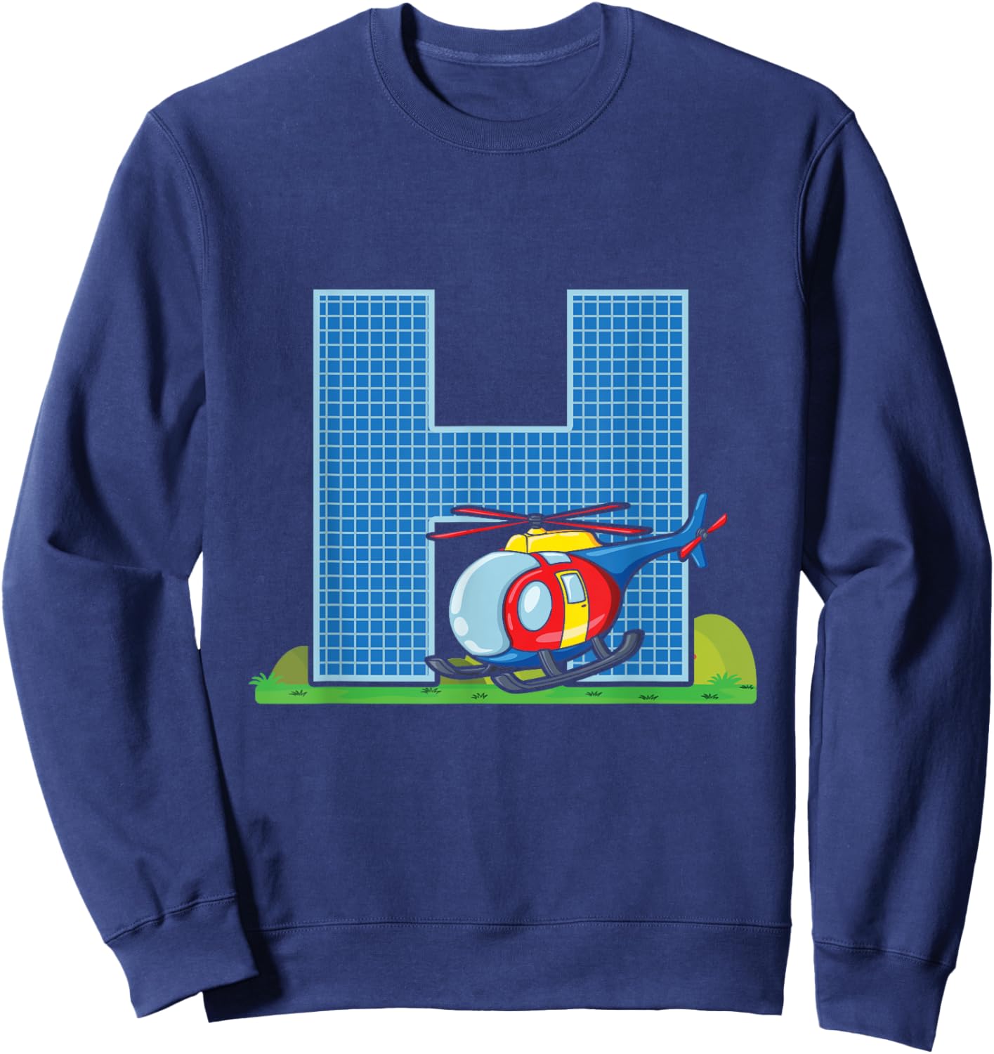 Letter H Helicopter Alphabet Last Name Consonant Initials Sweatshirt - Sweatshirt | Navy