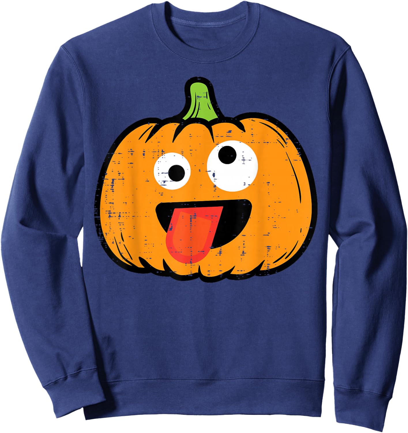 Halloween Pumpkin Tongue Out Face Costume Boy Kids Men Women Sweatshirt - Sweatshirt | Navy